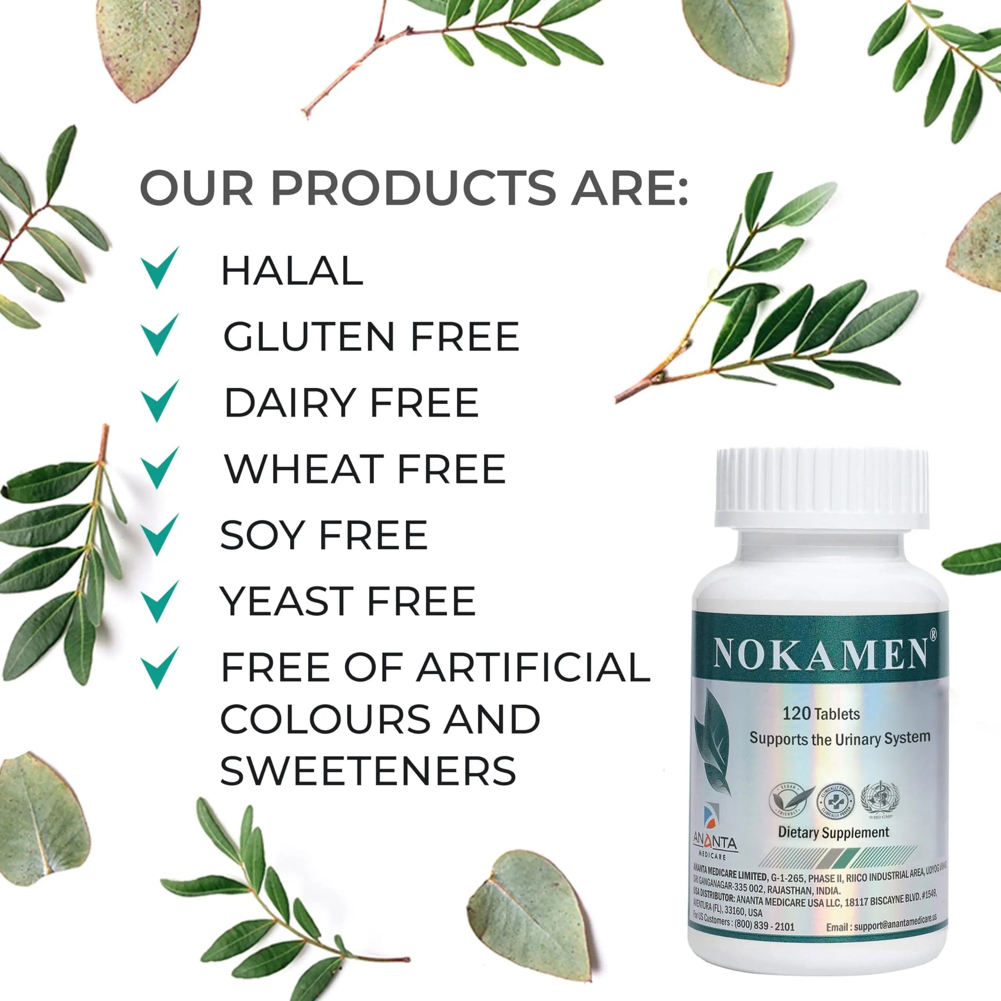 Ananta Medicare USA NOKAMEN – Kidney & Urinary Tract Support Herbal Formula, 120 Tabs Ananta Medicare USA buy supplements canada