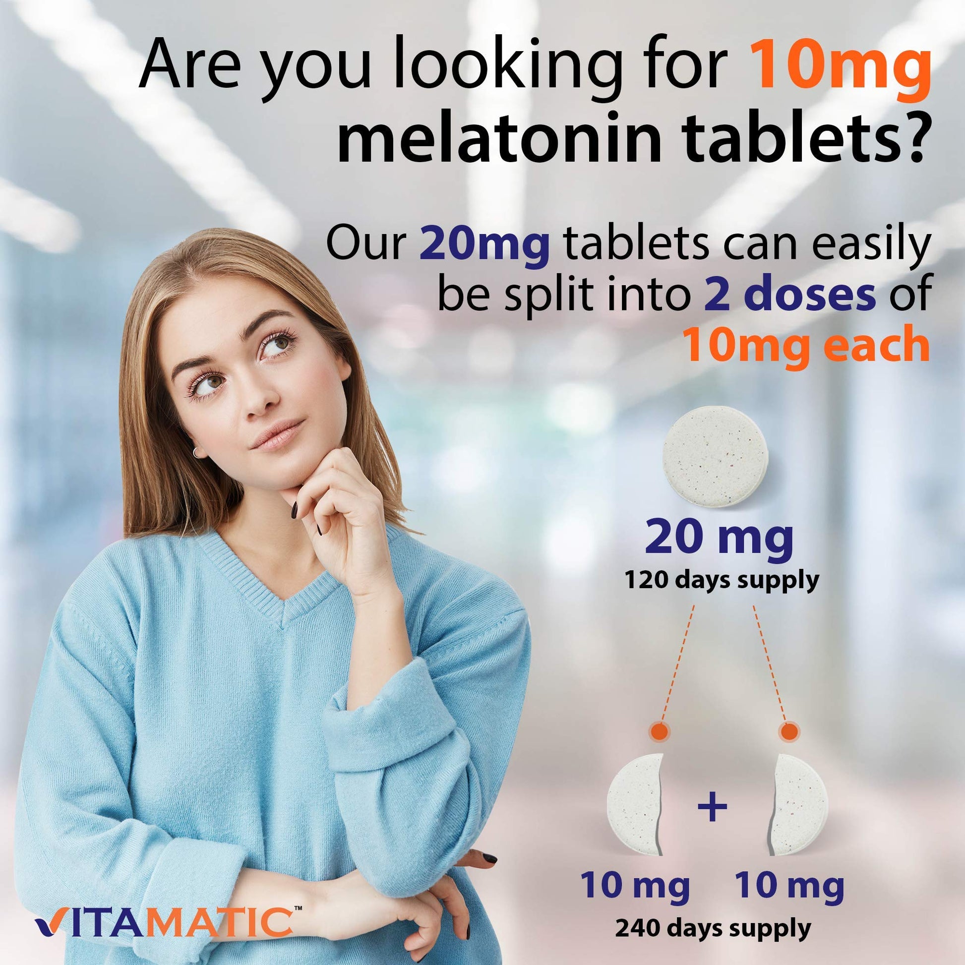 Vitamatic Melatonin 20mg Tablets | Vegetarian, Non-GMO, Gluten Free Vitamatic buy supplements canada