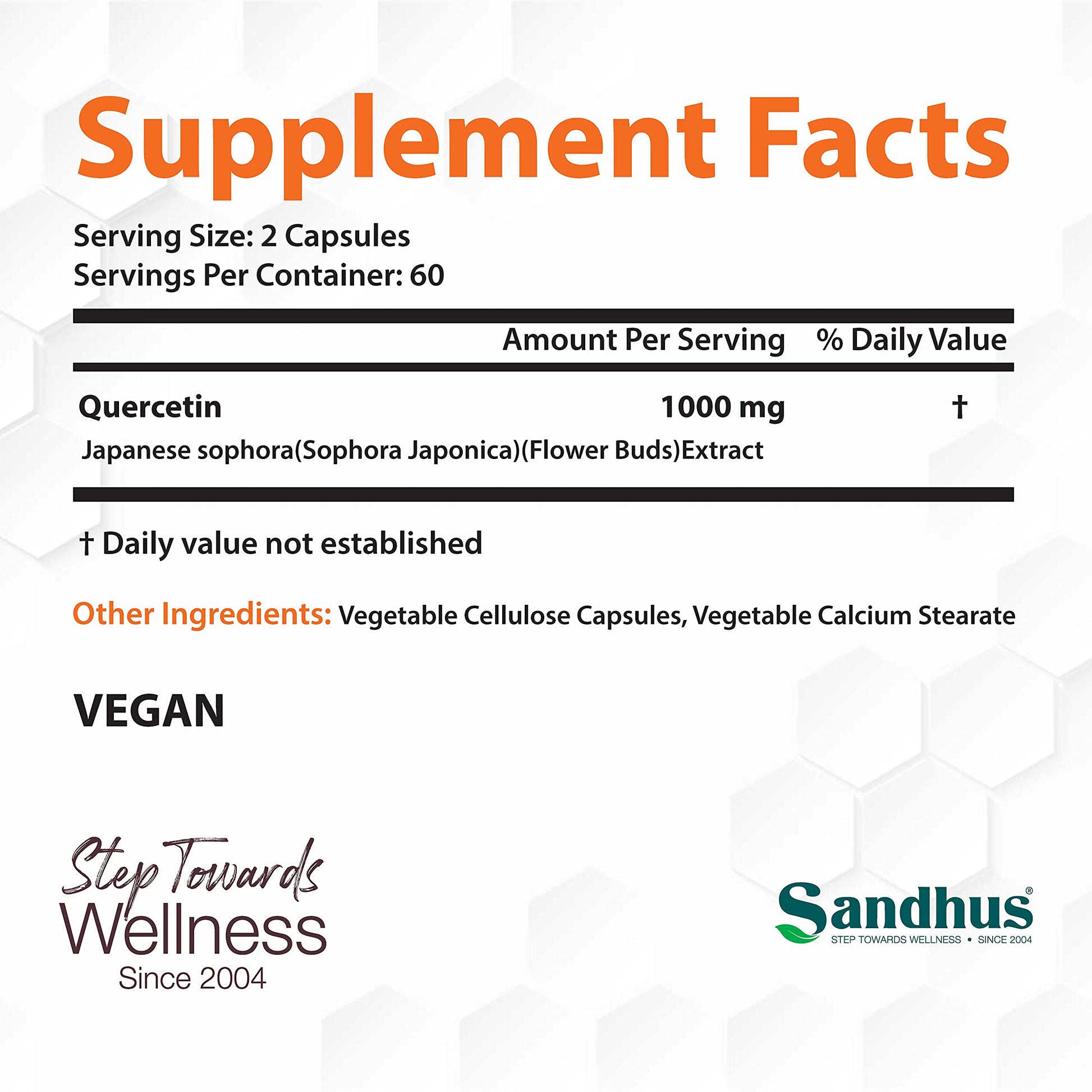 Sandhu's Quercetin 1000mg Per Serving 120 Count Vegetarian Capsules Bioflavonoids Sandhu's buy supplements canada