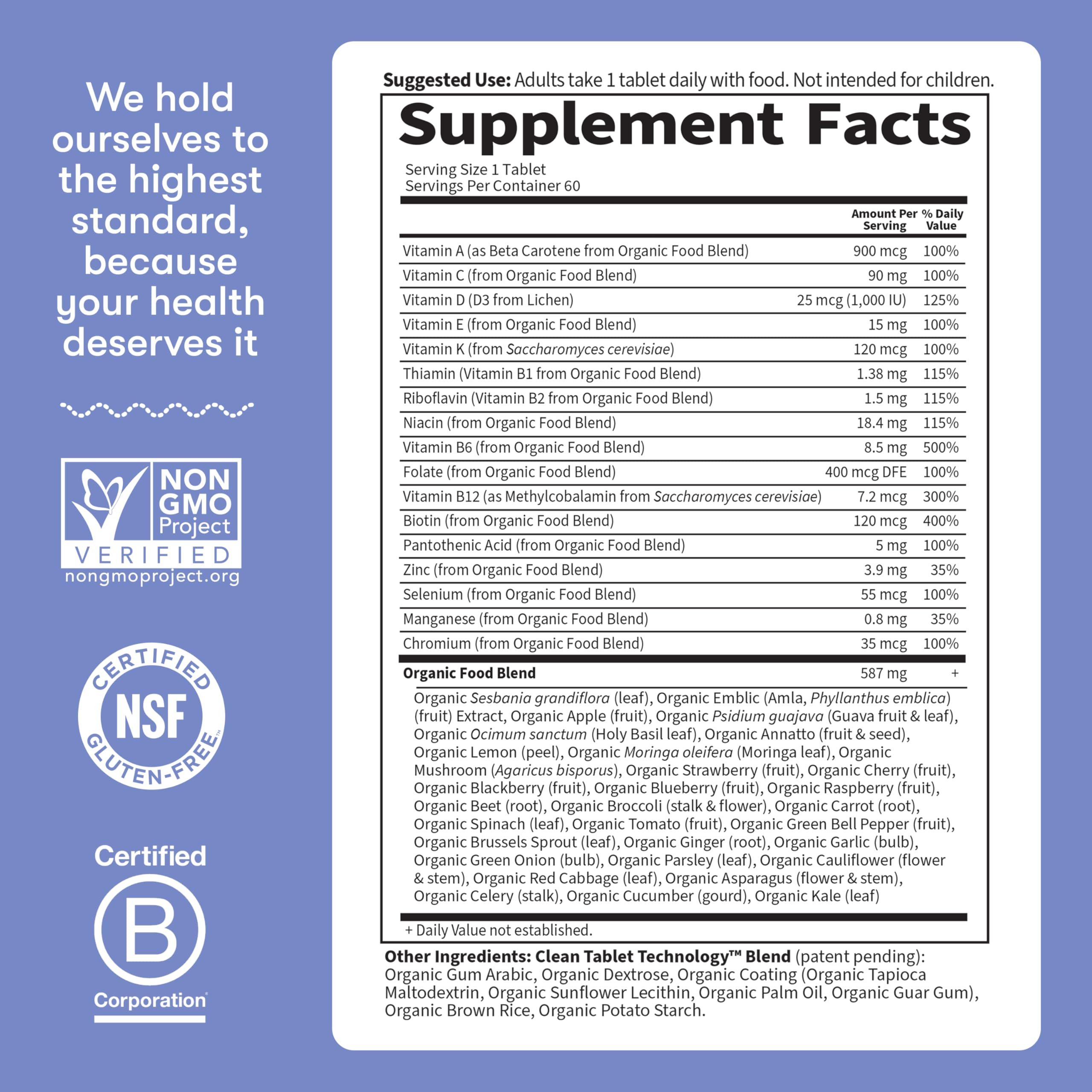 Garden of Life Once Daily Whole Food Multivitamin for Men, Organic Mens Vitamins & Minerals, Vitamin C, Zinc, Vegan, for Health & Well-Being, 60 Tablets Garden of Life buy supplements canada