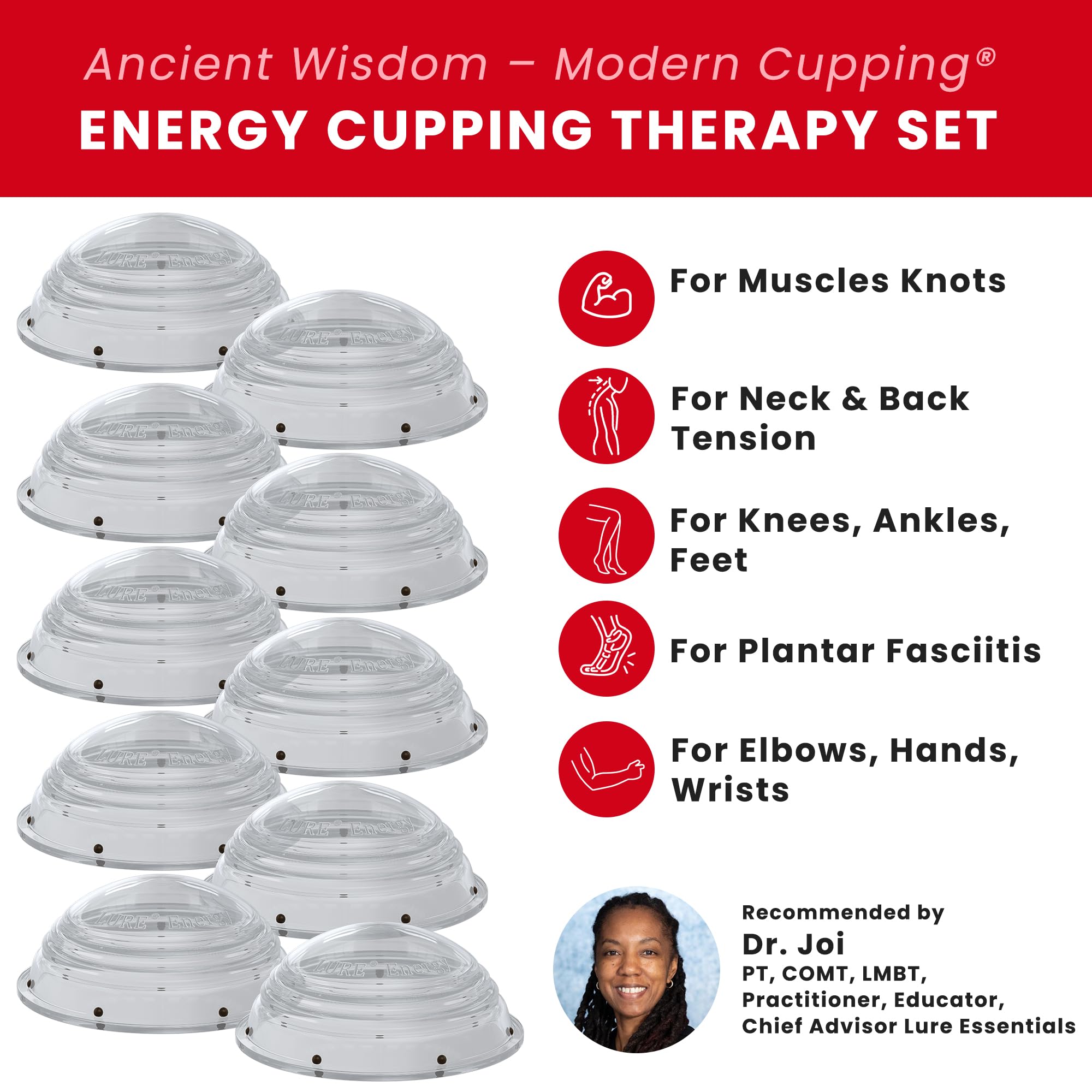 Lure Essentials Cupping Therapy Set 10 Professional Silicone Cupping Cups for Muscle Knots, Joints, Muscles, Arms and Feet Lure Essentials buy supplements canada