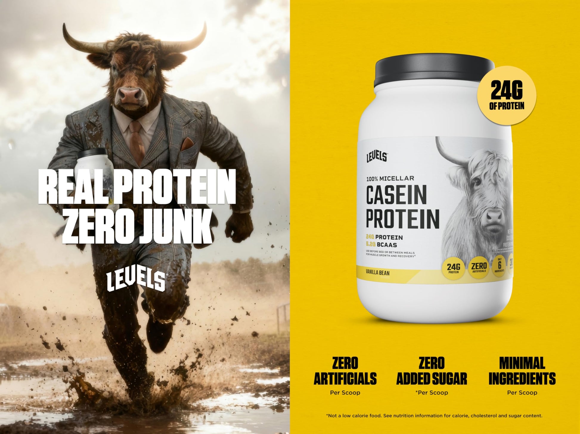Levels 100% Micellar Casein Protein, Hormone Free, Vanilla Bean, 2LB Levels Nutrition buy supplements canada