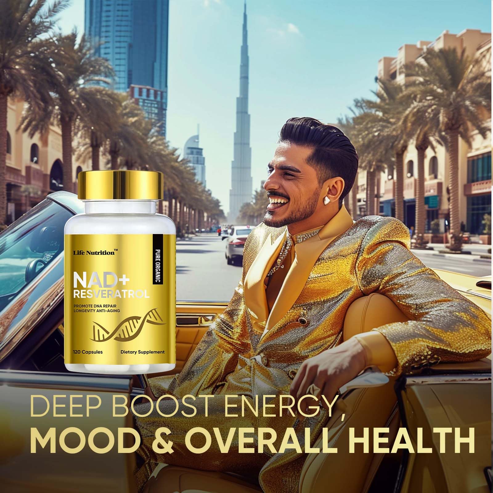 Life Nutrition NAD+ Supplement 1000 mg - 120 Capsules True NAD+ & Resveratrol, NMN Alternative Supports Anti-Aging, Cellular Energy & Repair, Metabolism & Brain Boost for Men & Women Life Nutrition buy supplements canada