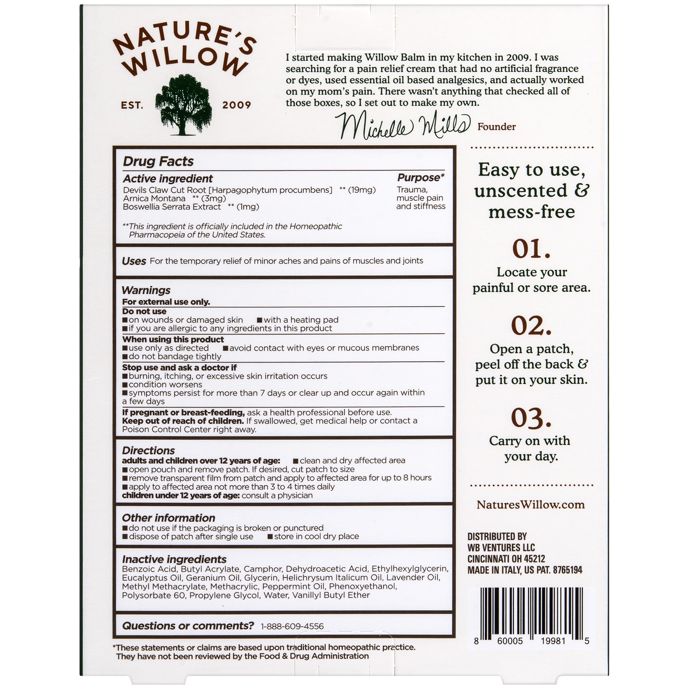 Nature's Willow Relief Patches – Fast-Acting, Plant-Based Topical Solution to Help with Sore Muscles & Joints | 6 Patches per Pack | 1-Pack Nature's Willow buy supplements canada