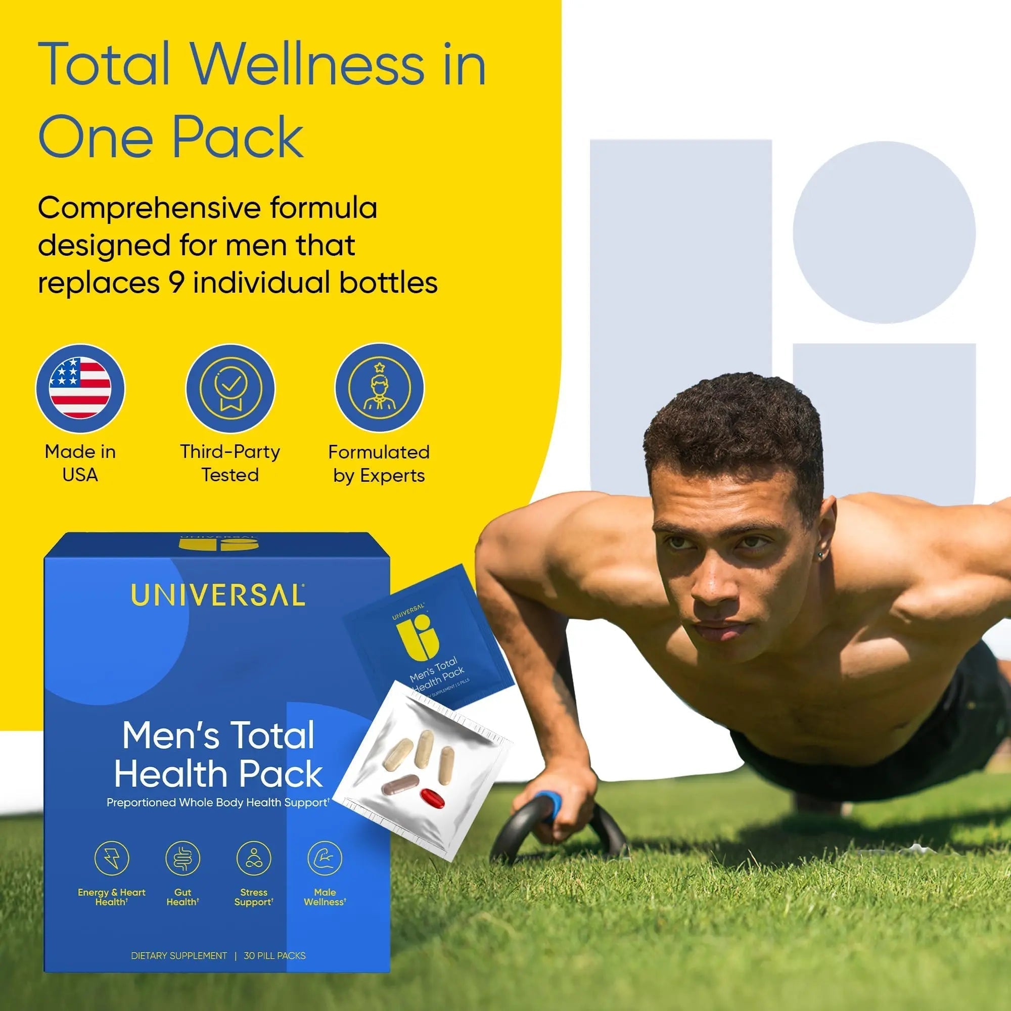 Men's Total Health Daily Vitamin Packs - 22 Essential Minerals & Vitamins for Men, All-in-One Multivitamin Supplement for Energy Universal U buy supplements canada