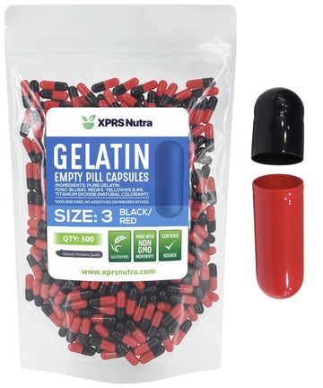 XPRS Nutra Size 3 Empty Capsules - 500 Count Empty Gelatin Capsules - Pills DIY Capsule Filling - Pure Bovine Pill Gel Caps Fillable XPRS Nutra buy supplements canada