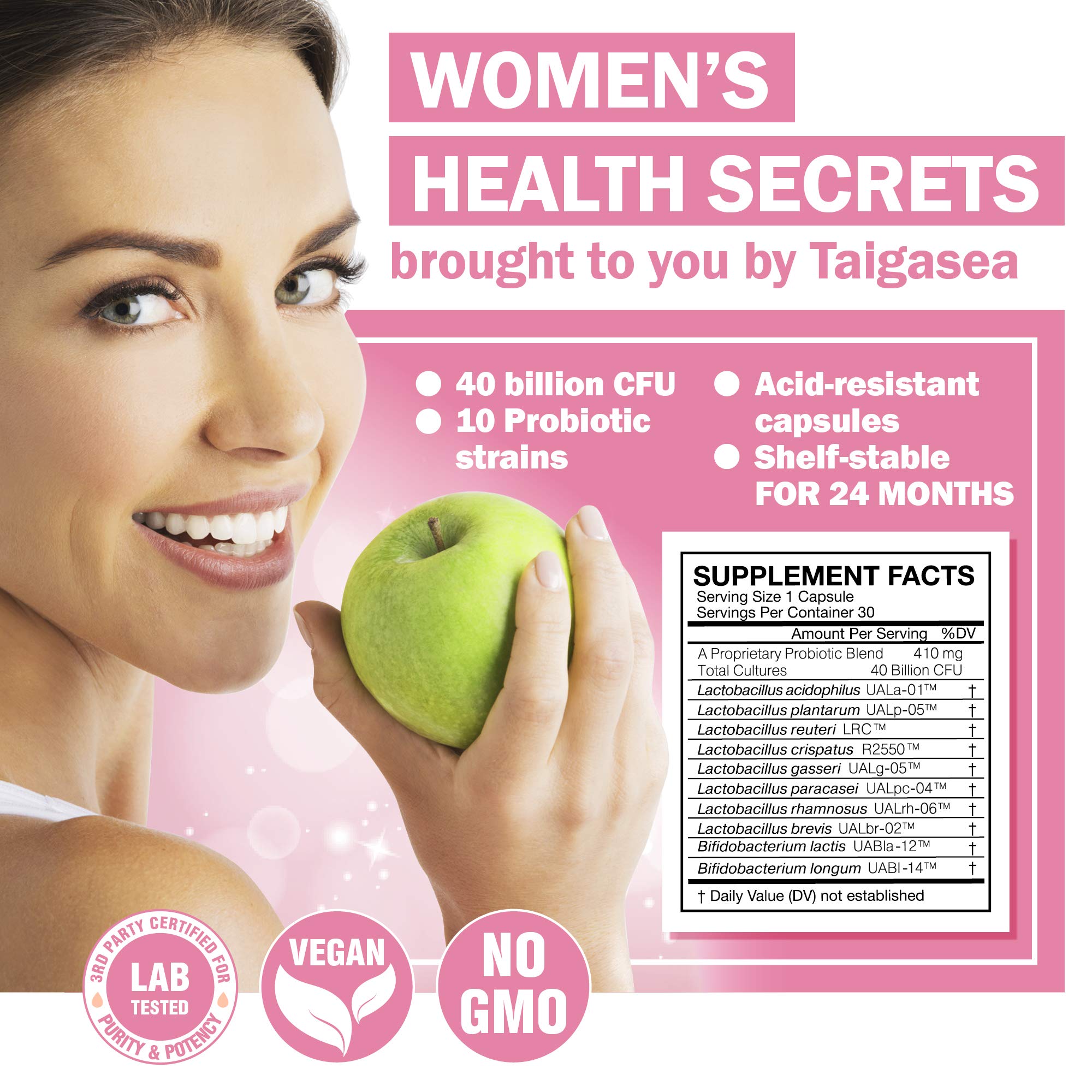 TAIGASEA Probiotics for Women, 40 Billion CFU, 10 Strains for Yeast Control, Vaginal and Urinary Tract Health TAIGASEA buy supplements canada