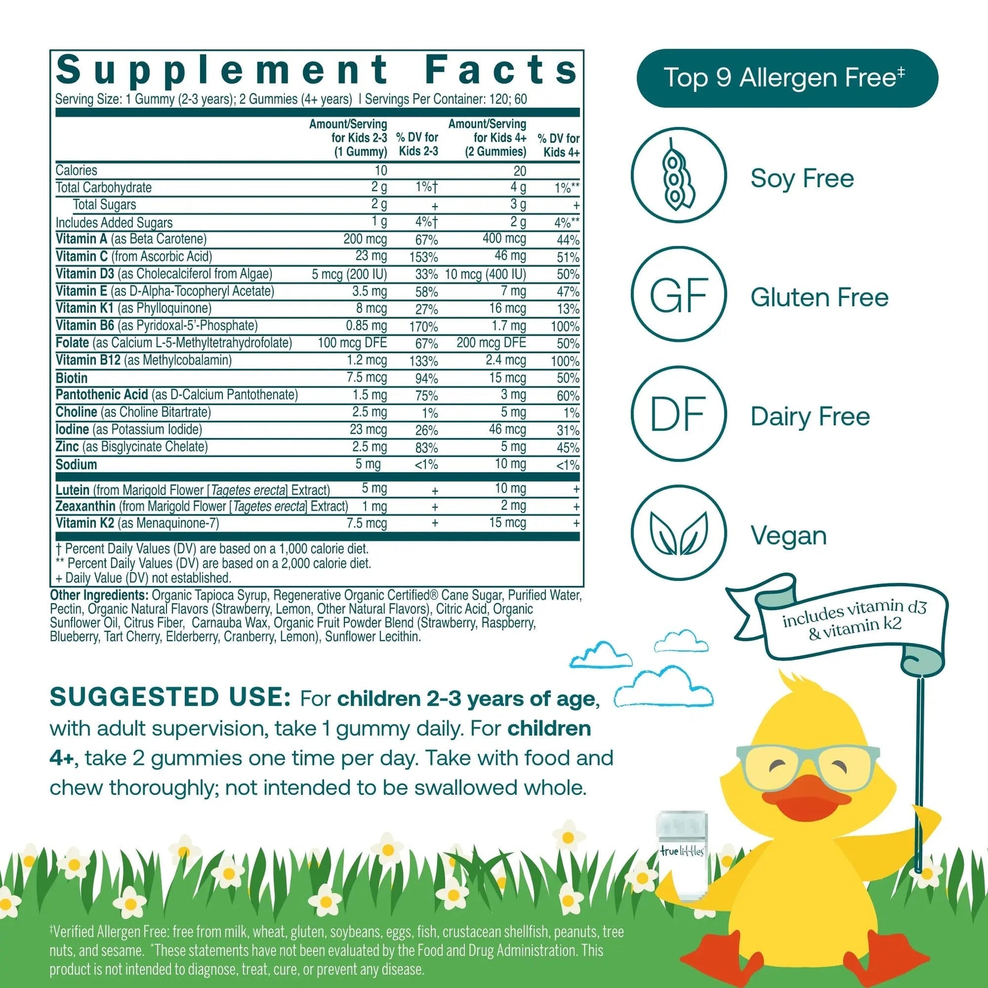 True Grace True Littles Daily Kids Multi - 120 Pectin Gummies - Immune, Cognitive, Bone & Eye Support - Clinically Studied Lutemax Kids Lutein True Grace buy supplements canada