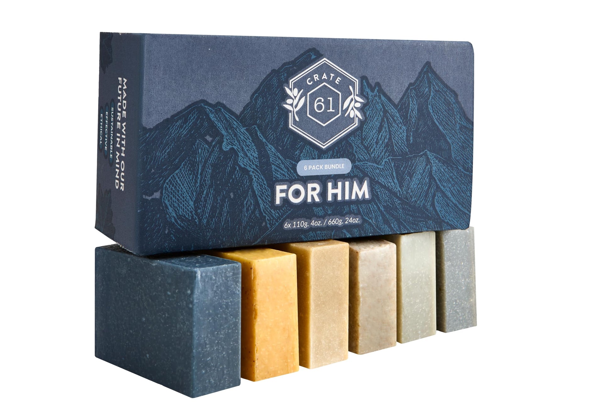 Crate 61 Organics, Handmade in Canada, Plant Based Cold Process Natural Bar Soap, With Premium Essential Oils, Dry Skin, Pack of 6 (For Him) Crate 61 Organics buy supplements canada