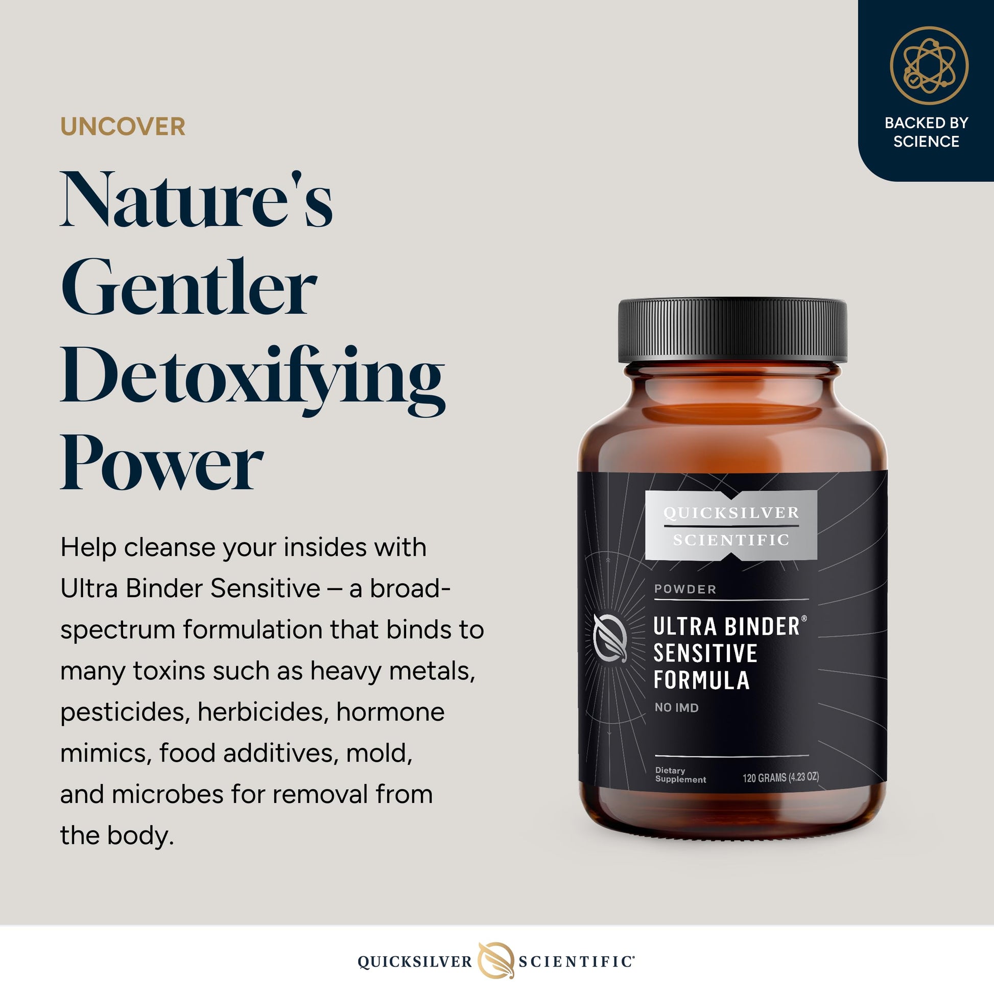 Quicksilver Scientific Ultra Binder Sensitive Formula - Gut Health Supplement with Activated Charcoal, Bentonite Clay - Cleansing Support Powder (120g) Quicksilver Scientific buy supplements canada