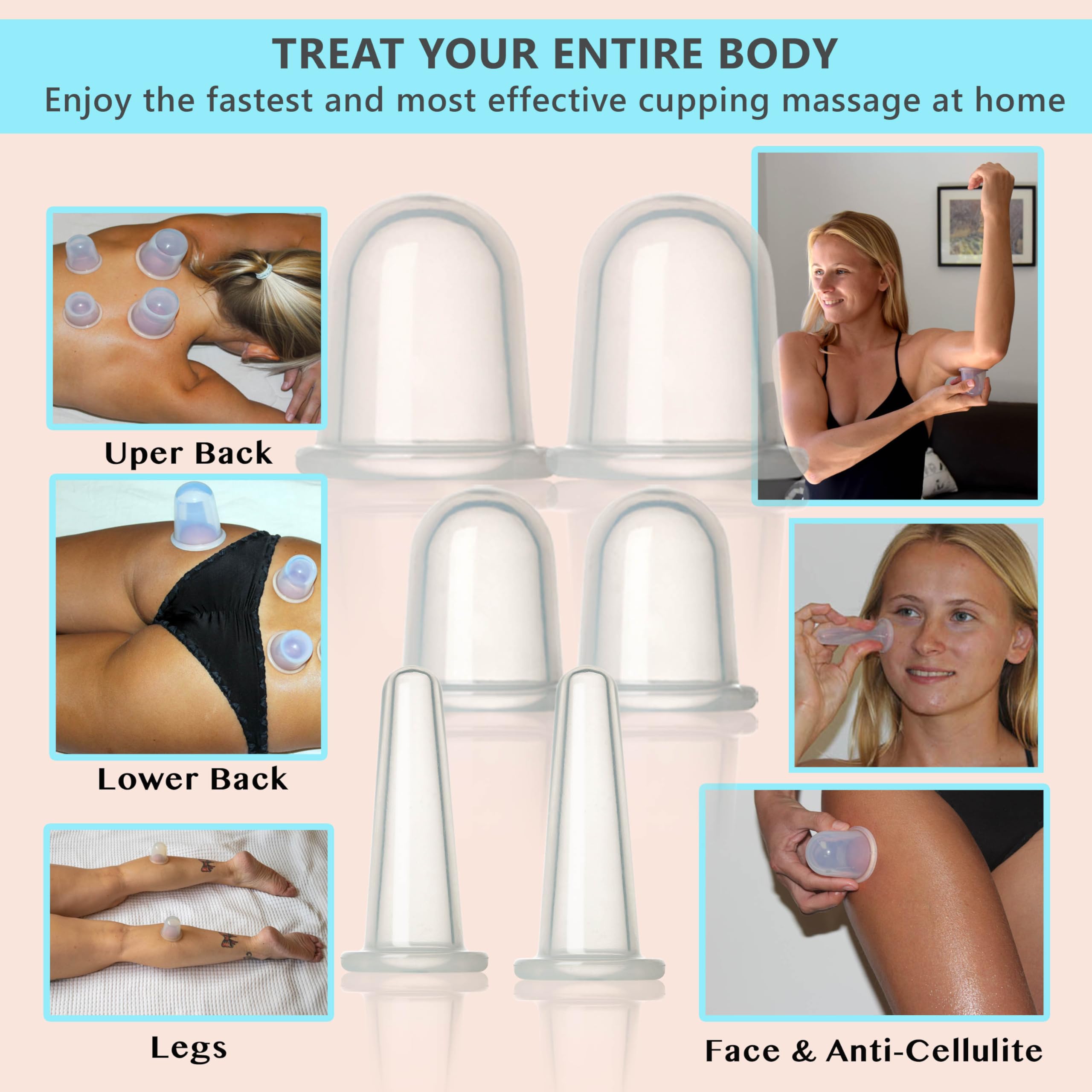 Cupping Kit for Massage Therapy - by DoSensePro, Cupping Set of 6 Professional Silicone Cups DoSensePro buy supplements canada