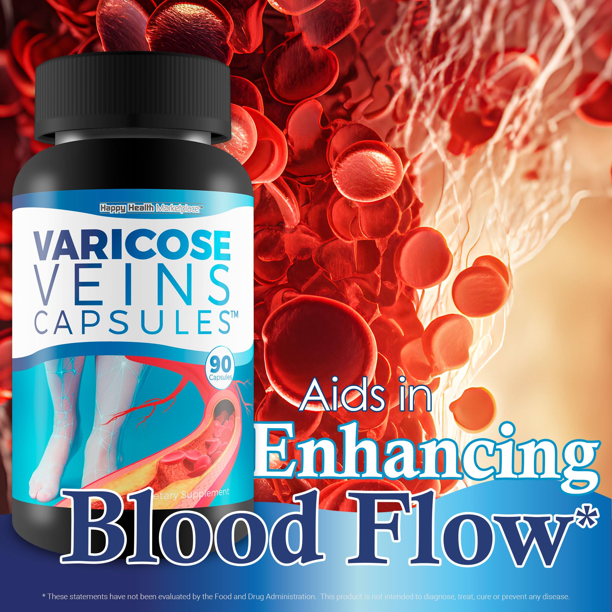 Varicose Veins Capsules - Our Best Natural Varicose Veins Treatment - Varicose Vein Supplement Anti Varicose Veins Women - Herbal Varicose Veins Treatment for Legs - Herbal Remedies for Varicose Veins Happy Health Marketplace buy supplements canada