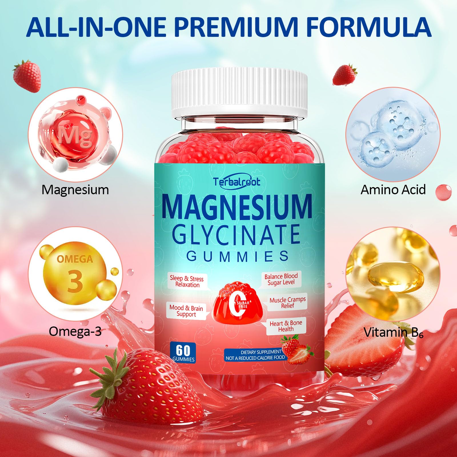 Magnesium Glycinate Gummies 400mg, Sleep & Relaxation Support, Sugar Free Vegan Magnesium Gummies for Adults Magnesium Supplements for Muscle Cramps, Stress Relief, Calm Mood,High Absorption, 60 Count Terbalroot buy supplements canada