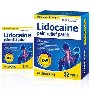 ENERIDEA Lidocaine Gel Pain Relief Patch for Sensitive Skin - Breathable & Hypoallergenic, Flexible Adhesion for Daily Muscle & Joint Comfort - 12 Hour Pain Relief (32 Patches) ENERIDEA buy supplements canada