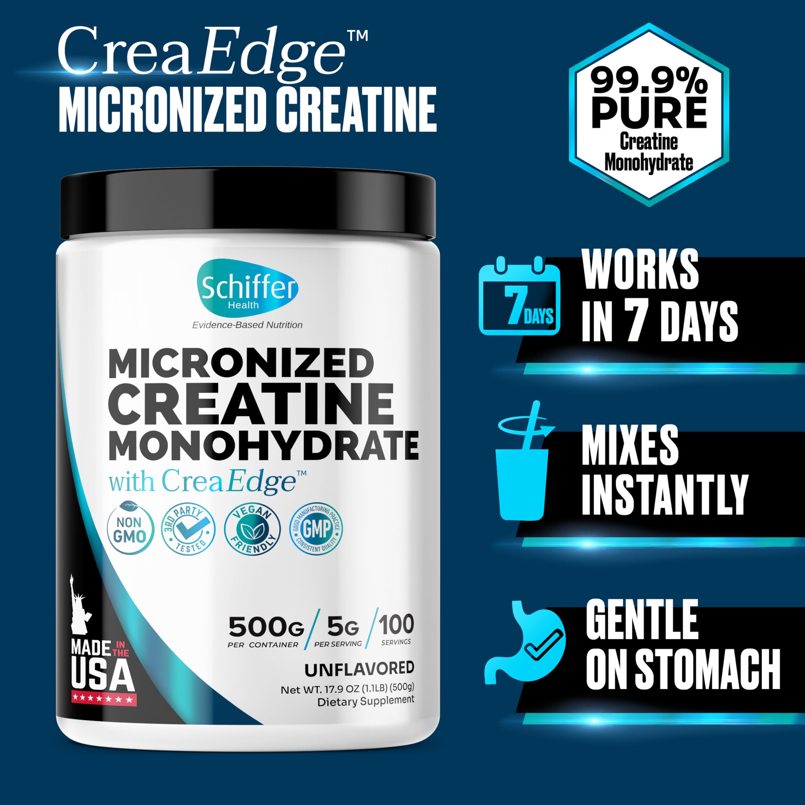 Creatine Monohydrate Powder 500g – Supports Muscle Growth, Strength & Cognitive Function*, 5g per Serv - 100 Servings, Pure Micronized Creatine for Enhanced Performance, Unflavored, 17.9 oz SCHIFFER HEALTH buy supplements canada