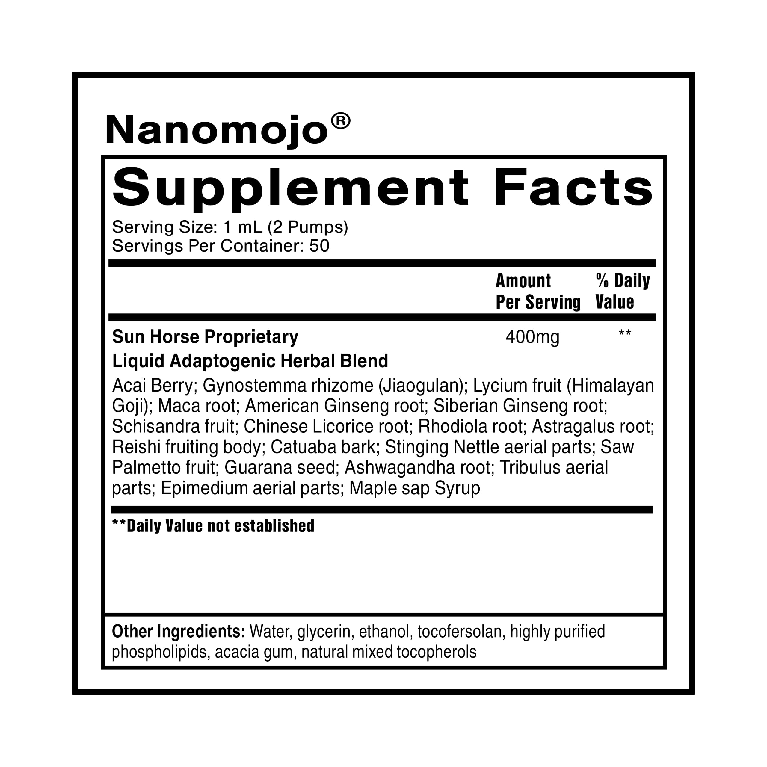 Quicksilver Scientific NanoMojo - Male-Specific Endurance Elixir & Energy Boost Support - 19 Herbs Including Epimedium for Men, Rhodiola Extract, Herbal Ginseng, and Adaptogenic Herbs (1.7oz / 50ml) Quicksilver Scientific buy supplements canada