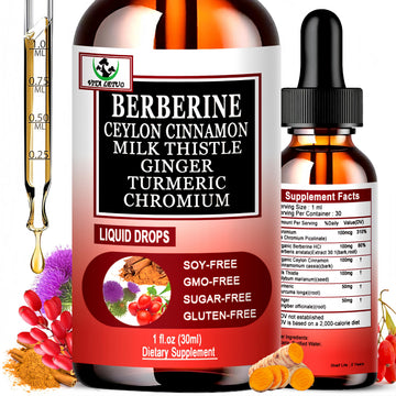 Berberine Drops, High Absorption 6-in-1 Liquid Berberine Supplement with Ceylon Cinnamon Milk Thistle Turmeric, Premium Berberine HCl for Immune Function Metabolic & Digestive Support, 30 Servings Vita letuo buy supplements canada