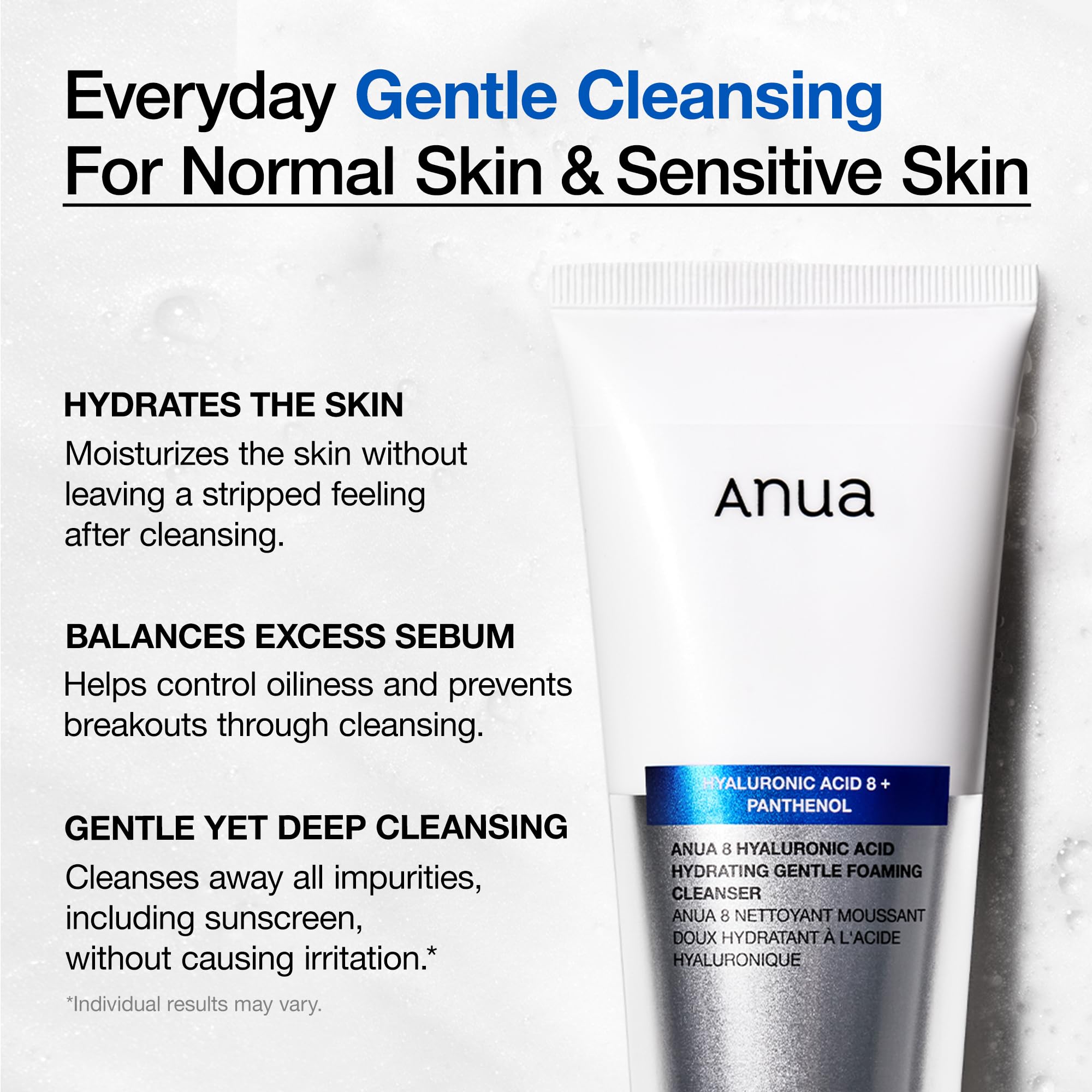 Anua Hydrating Gentle Foaming Cleanser, Hyaluronic Acid, Glycerin, Zinc, Panthenol, Korean Face Wash for Dry Skin ANUA buy supplements canada