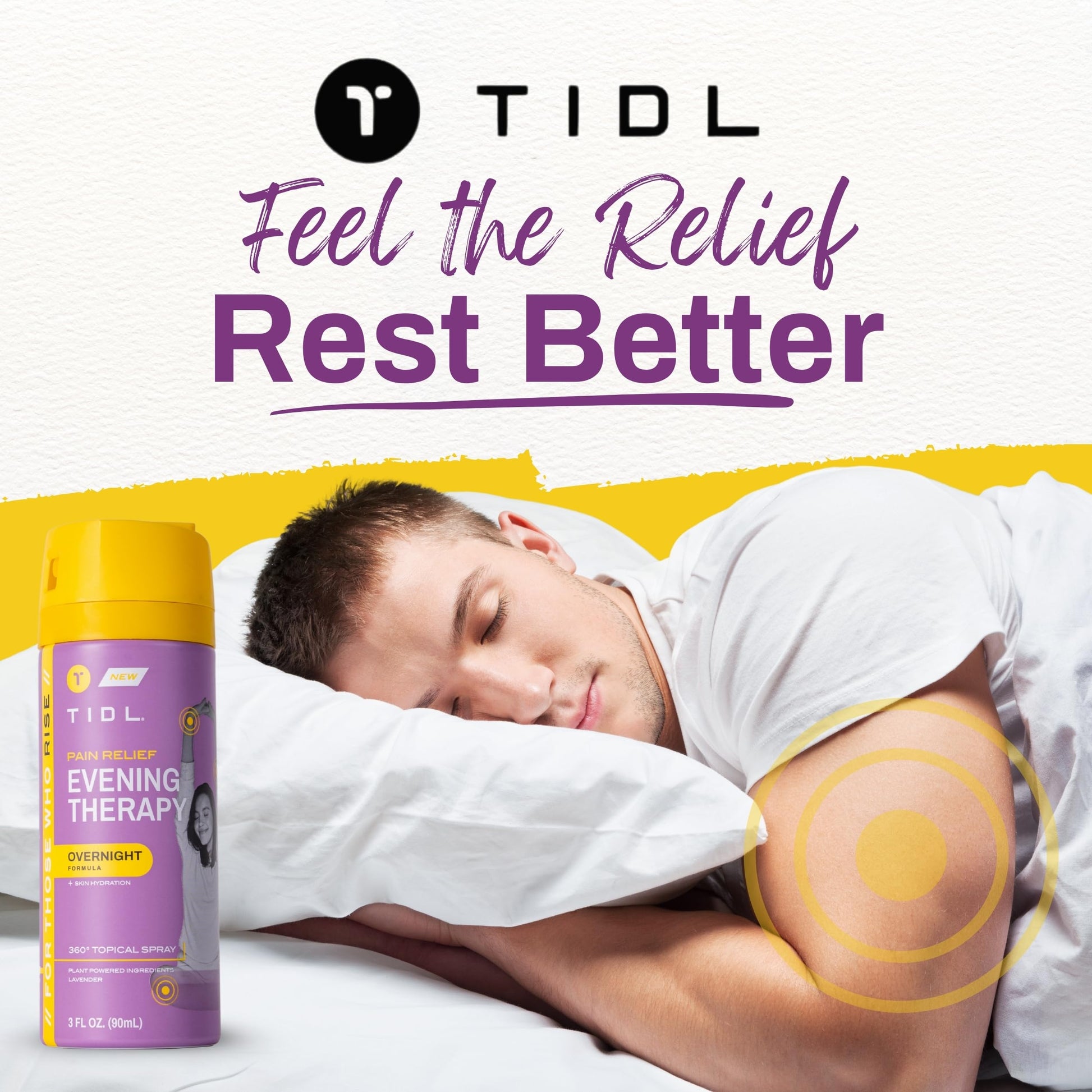 TIDL - Evening Therapy Pain Relief Spray - Fast-Acting Relief for Lower Back, Knee, Muscle & Joint Pain - Nighttime Relaxation & Skin Hydration - Lavender, Topical, Plant-Based Menthol (3oz, 1-Pack) TIDL buy supplements canada