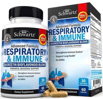 Respiratory & Immune Lung Support Supplement with Quercetin, Vitamin D & Cordyceps, Helps Soothe Respiratory Tissues While Loosening Mucus, Lung Health Vitamins for Women & Men, 60 Capsules BioSchwartz buy supplements canada