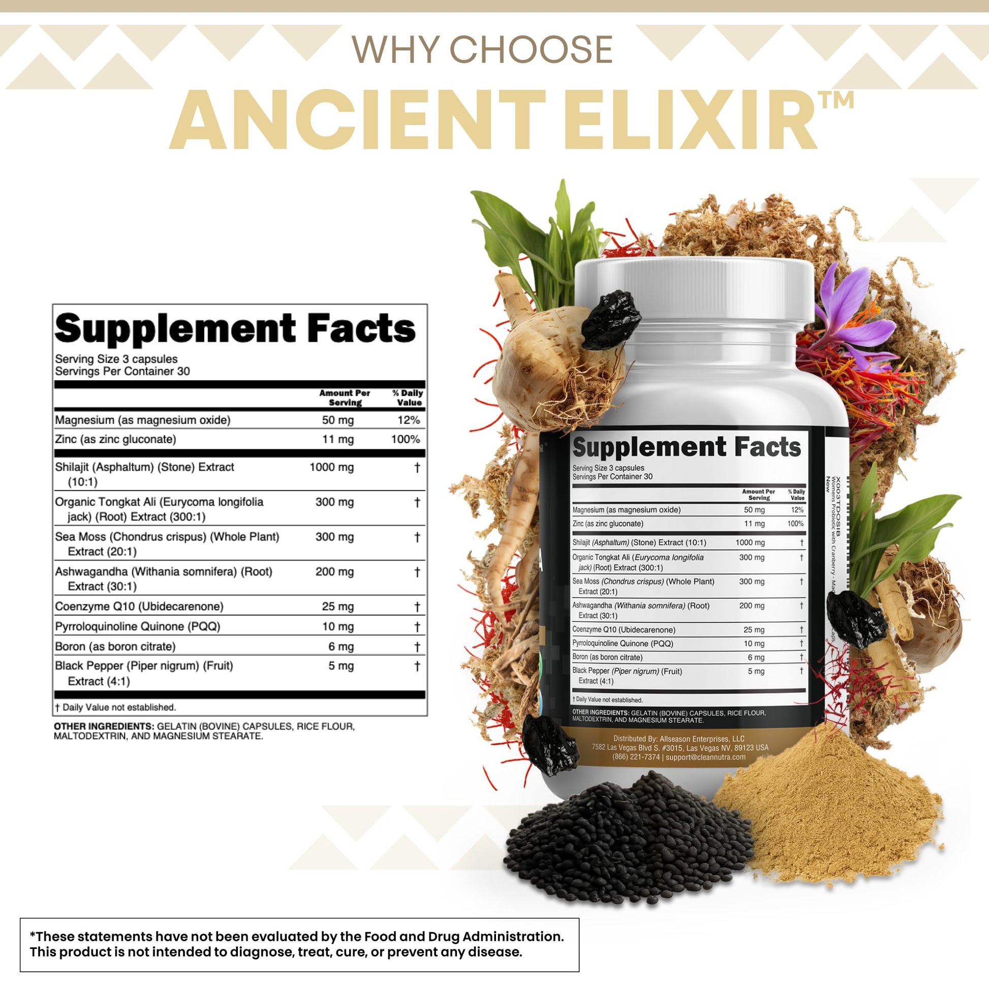 Clean Nutraceuticals Shilajit Supplement for Men with Sea Moss, Tongkat Ali, Ashwagandha, Boron, Zinc, CoQ10, PQQ - Fulvic Acid Capsules - Energy Support - 90 Count - Resin, Gummy & Powder Alternative Clean Nutraceuticals buy supplements canada
