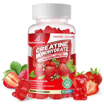 Creatine Monohydrate Gummies Complex for Men & Women -Advanced Formula W/L-Taurine + Vitamin B12, Sugar Free Chewable Supplement,90 Strawberry Gummies Openovomins buy supplements canada
