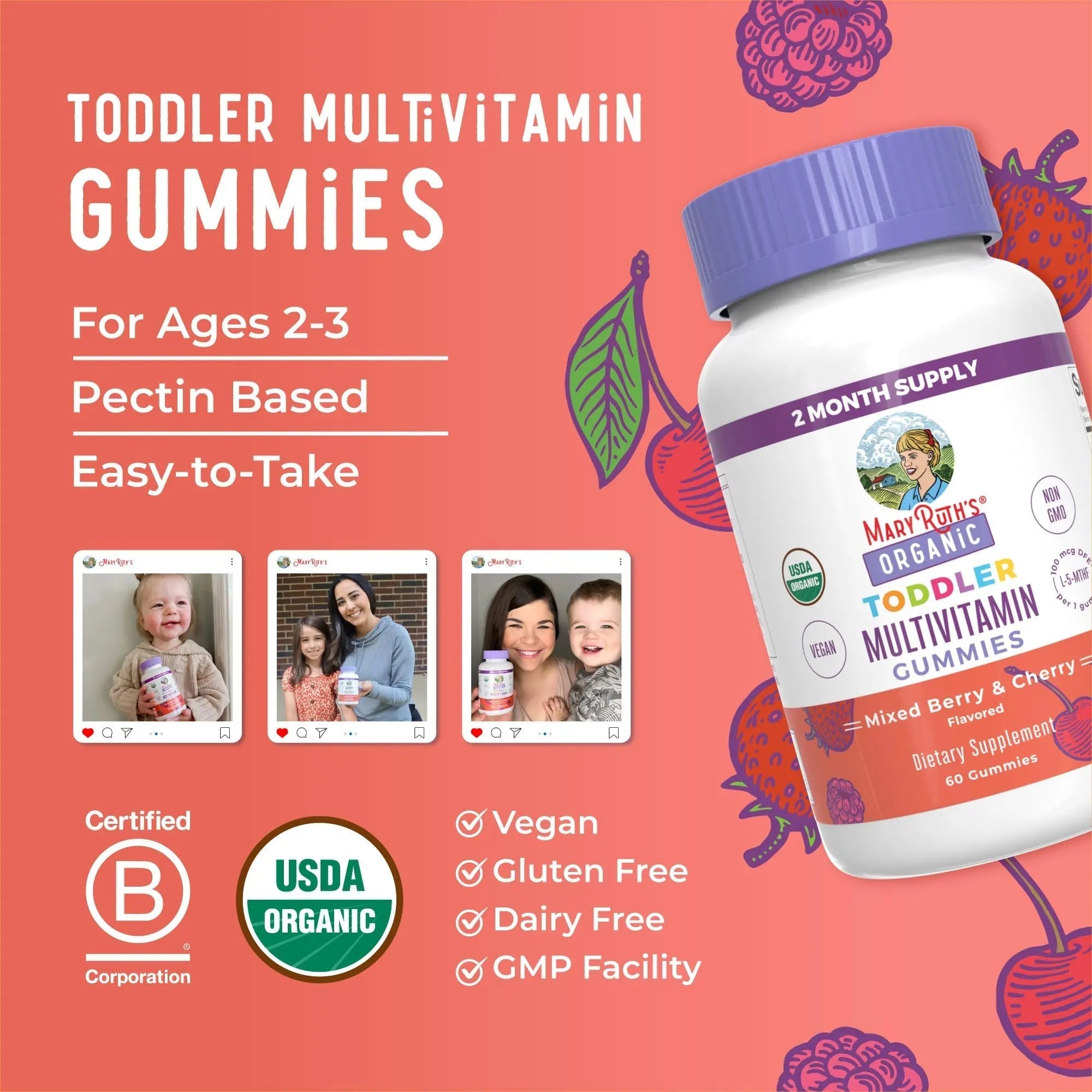 MaryRuth Organics Vitamin Gummy | Kids and Toddlers Age 2+ | USDA | Daily Vitamin C | D3 | Zinc | MaryRuth Organics buy supplements canada
