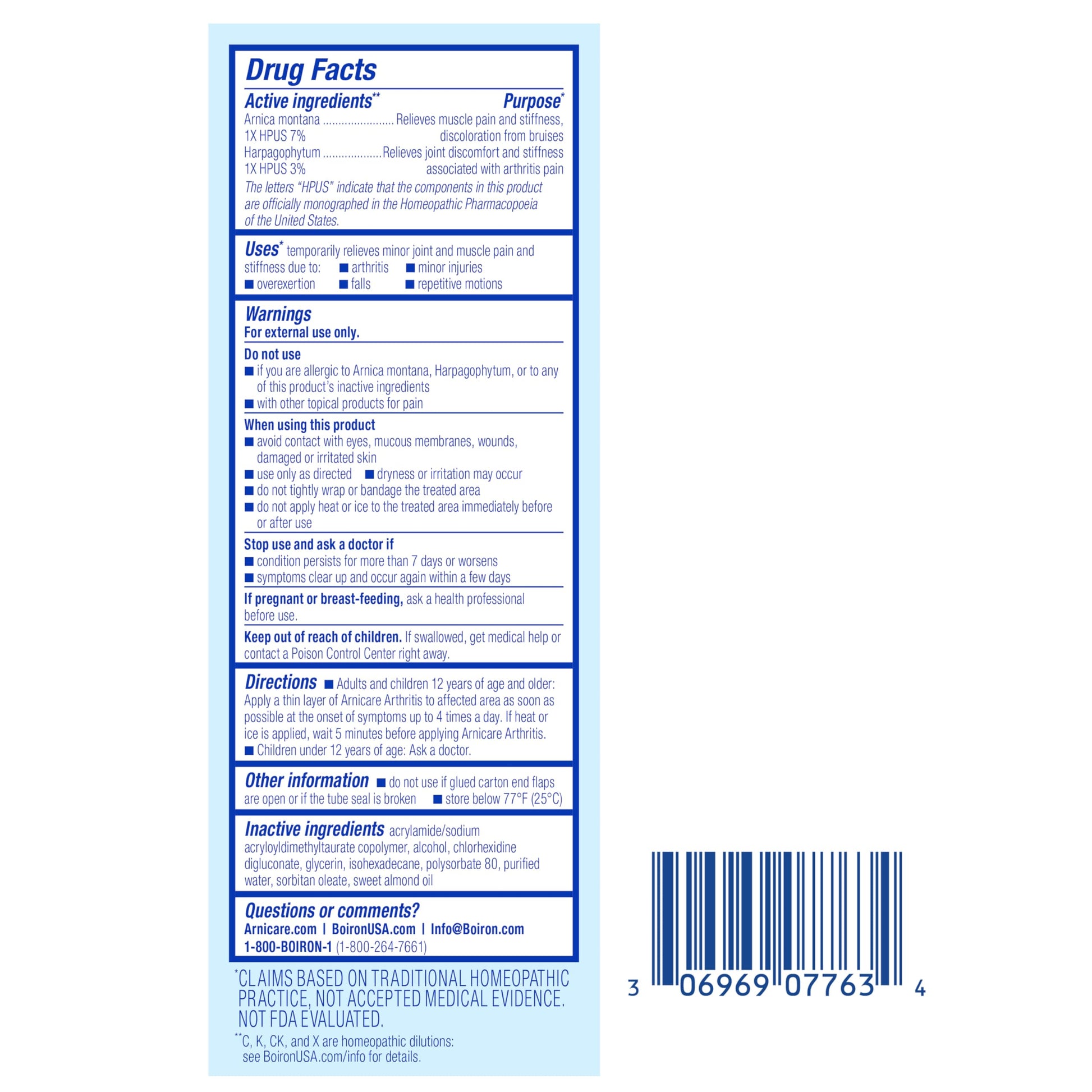 Boiron Arnicare Arthritis Cream for Pain Relief of Knees, Hands, Wrists, Elbows, Joints & Muscles – Quickly Absorbed & Fragrance-Free – 2.5 oz Boiron buy supplements canada