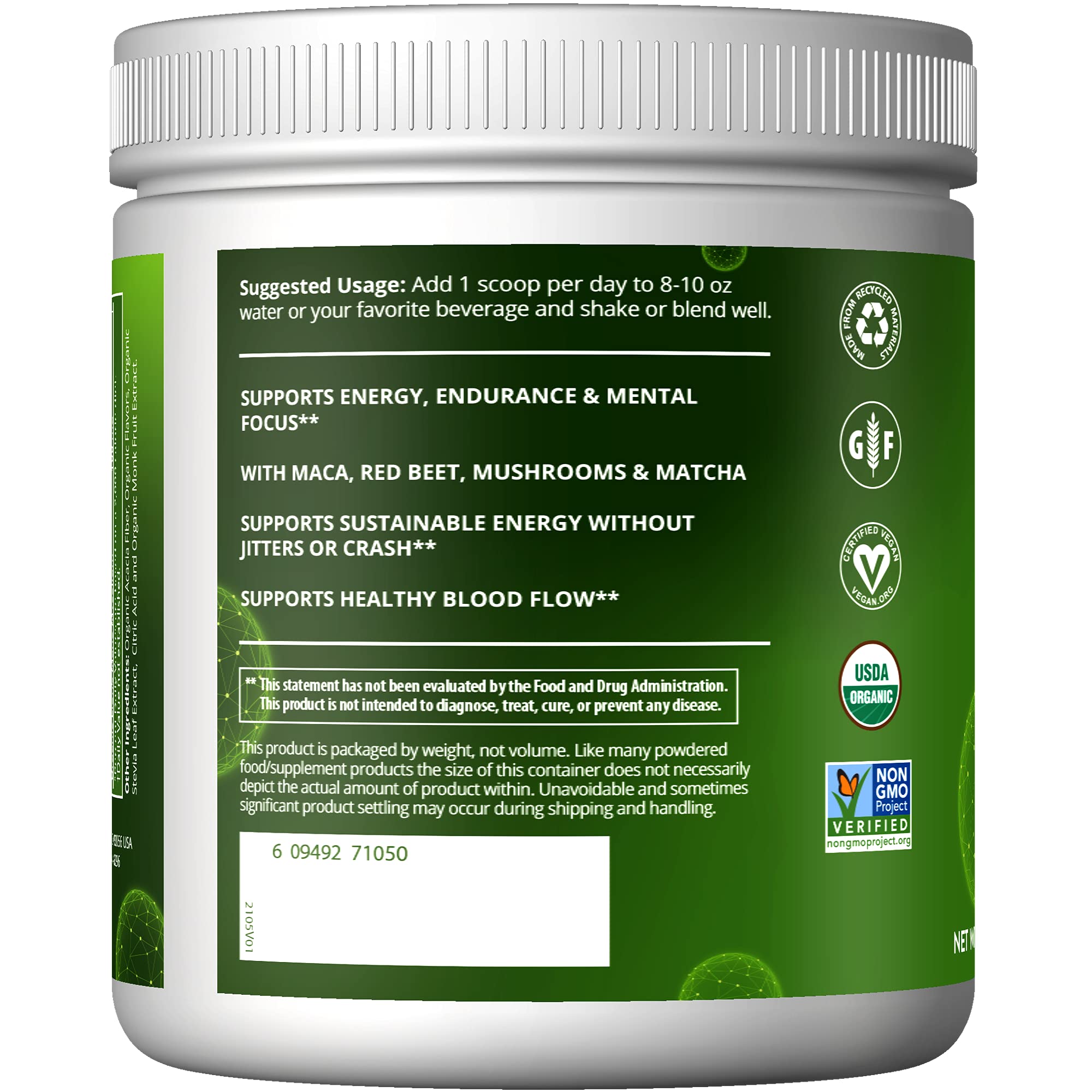 MRM Nutrition Organic Pre-Workout Powder | Black Cherry Flavored | Superfoods MRM buy supplements canada