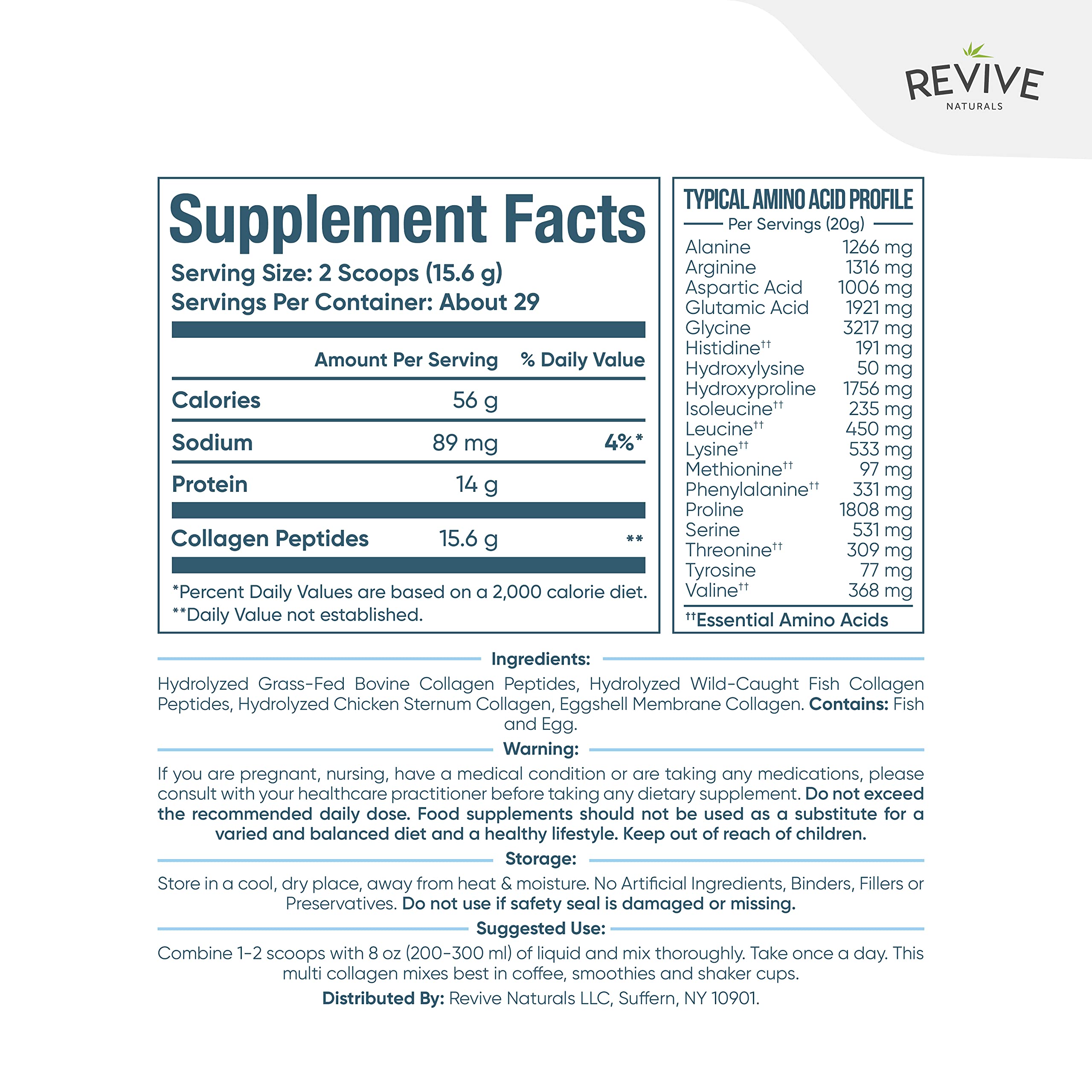 Revive Naturals Multi Collagen Hydrolyzed Protein Powder (16oz) - Types I, II, III, V & X Revive Naturals buy supplements canada