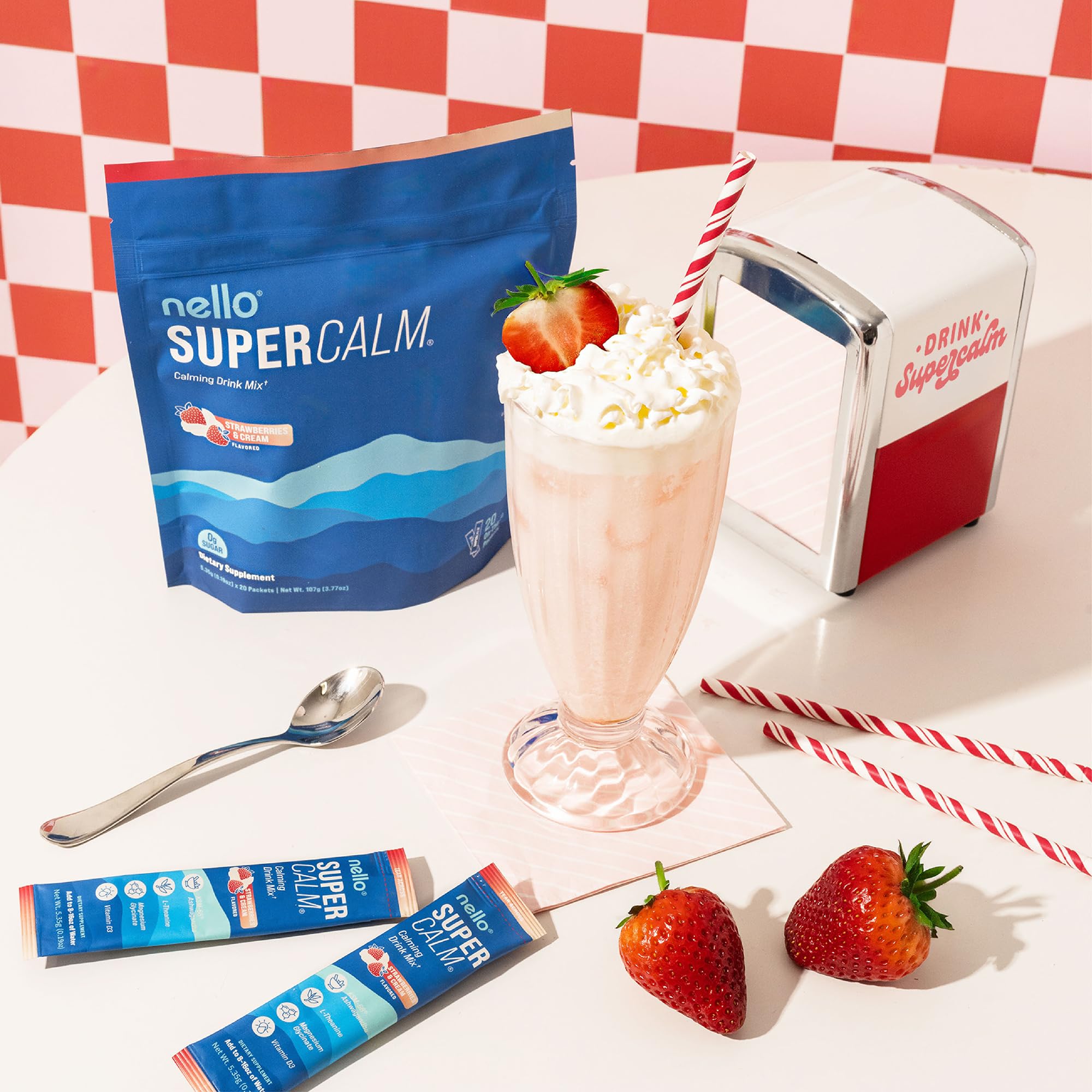 Nello Supercalm Powdered Drink Mix, Cortisol Reducer*, Sleep Aid Supplement, L Theanine, Ksm-66 Ashwagandha, Magnesium Glycinate, Vitamin D 3, No Sugar Nello buy supplements canada