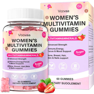 Vccvaa Sugar Free Multivitamin Gummies for Women 14+ with Iron, Inositol, Folate, Vitamins A C D3 E B12 K2, Herbal & Mineral Blend Vccvaa buy supplements canada