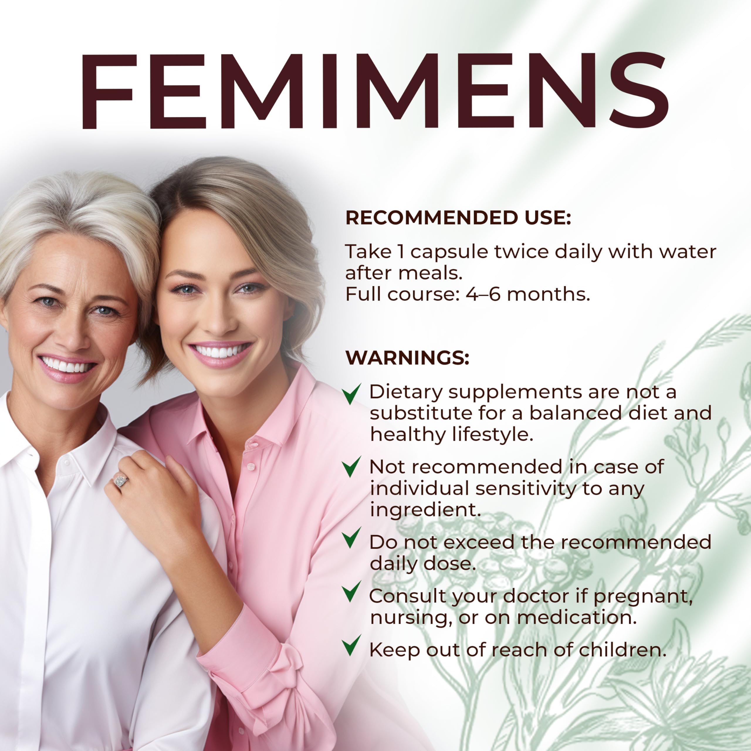 FEMIMENS – PMS Support Supplement for Women – PMS Relief for Women & Menstrual Cramp Relief – Hormonal Balance for Women – Chasteberry Vitex, Ashwagandha, Ginger, Fenugreek – 120 Vegan Capsules Ananta Medicare USA buy supplements canada