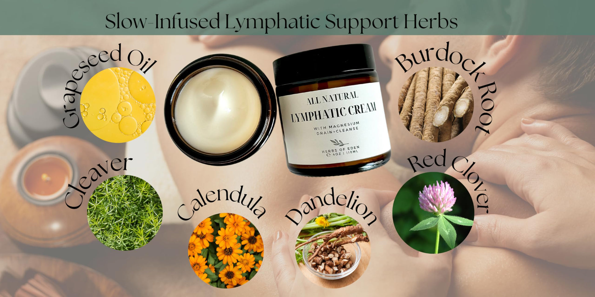 Organic Lymphatic Massage Cream with Magnesium – Natural Topical Cream | Stimulate Lymph Fluid | Family Owned, Made in USA Herbs of Eden buy supplements canada