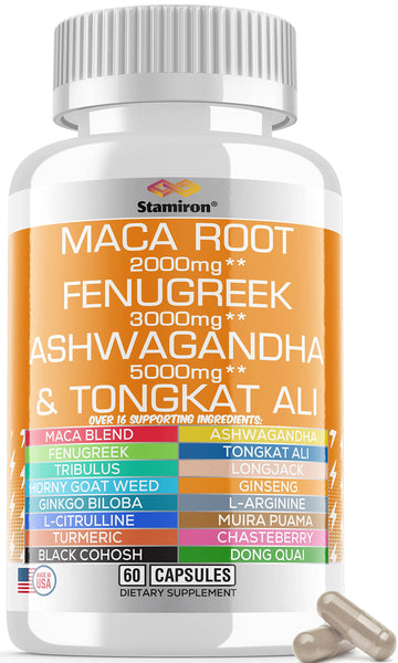 Stamiron Maca Root 2000mg Fenugreek 3000mg Ashwagandha 5000mg Supplement Stamiron buy supplements canada