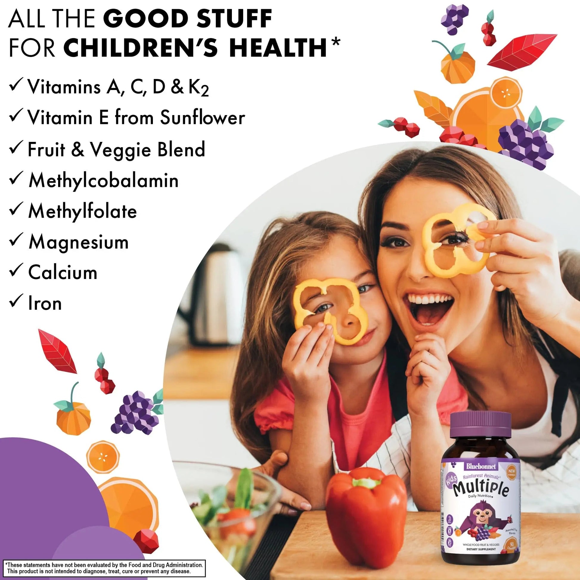 Bluebonnet Nutrition Rainforest Animalz Whole Food Based Multiple Chewable Tablets, Kids Multivitamin & Mineral, Vitamin C, D3, Iron BlueBonnet buy supplements canada