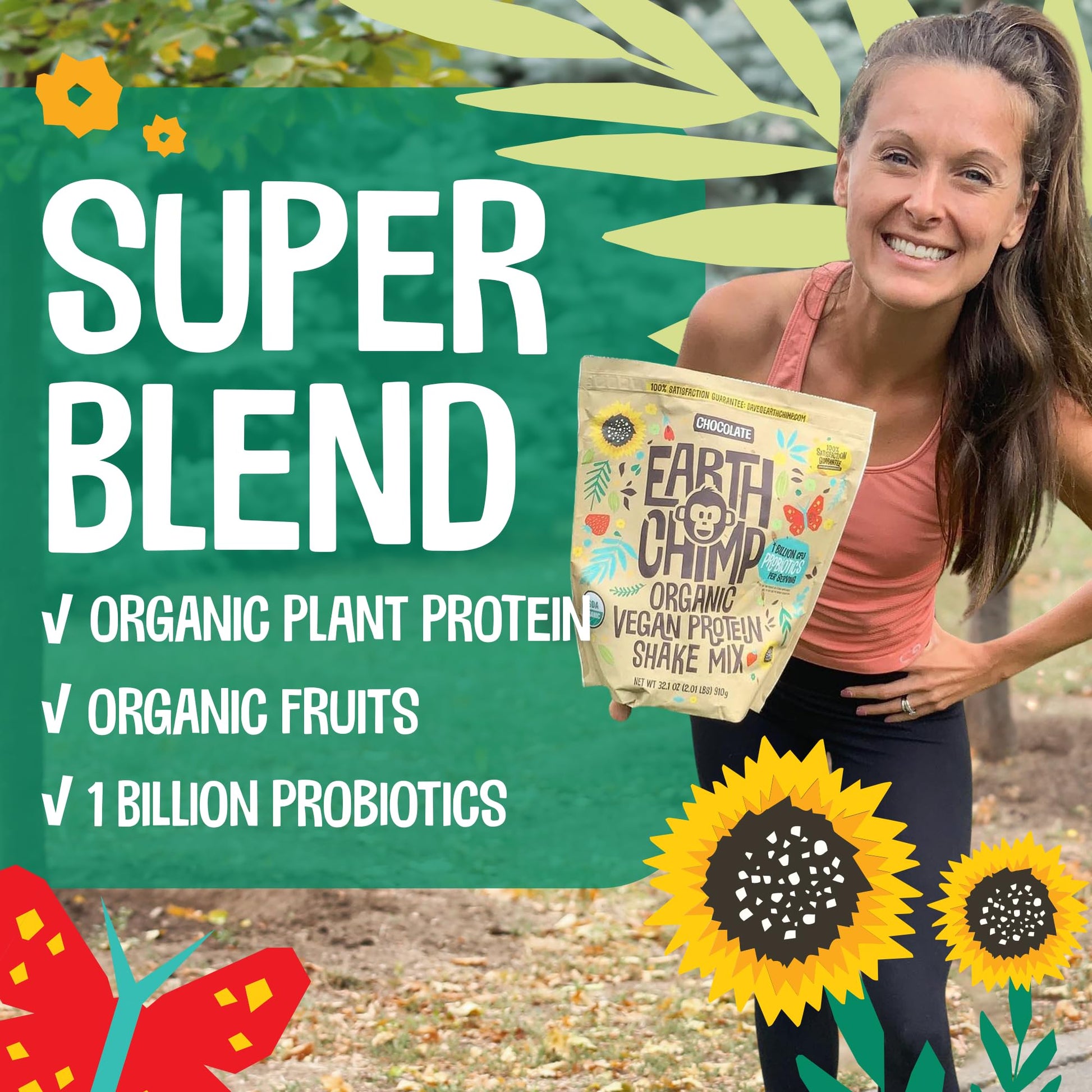 EarthChimp Organic Vegan Protein Powder - with Probiotics - Non GMO, Dairy Free EarthChimp buy supplements canada