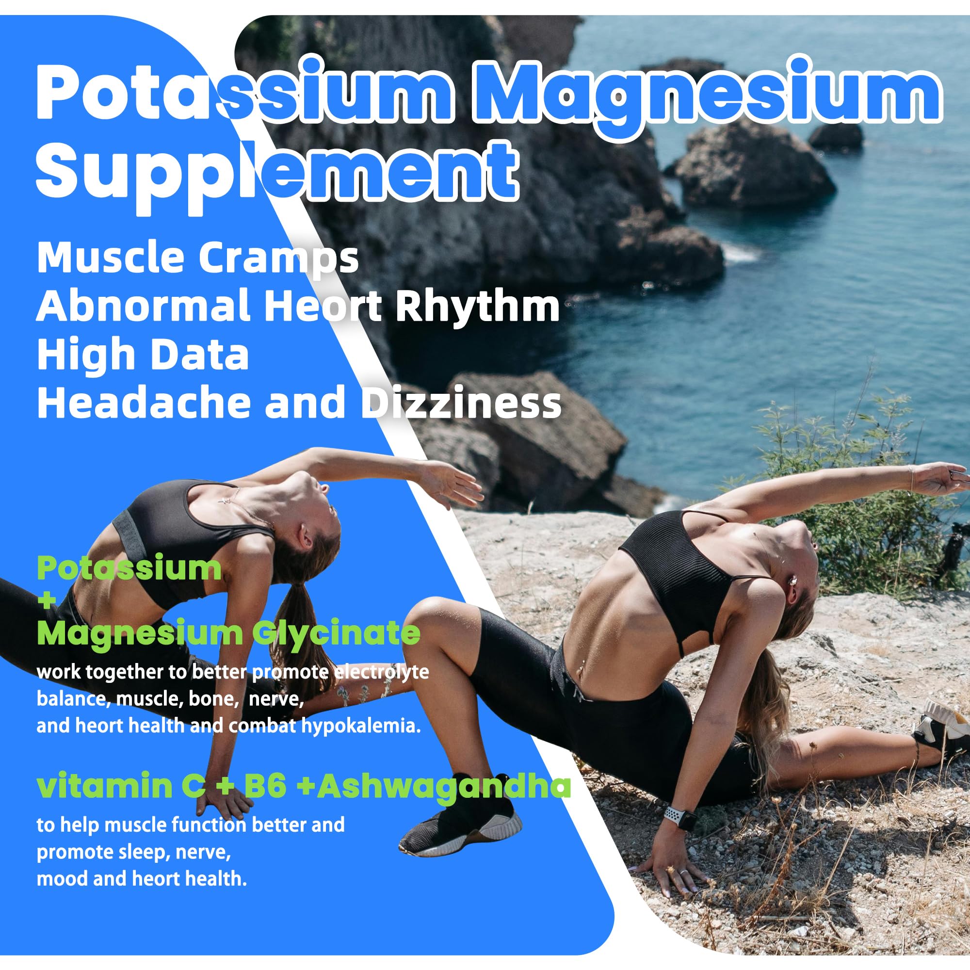 Potassium Magnesium Gummies,Potassium Supplement w/Ashwagandha,High Absorption Magnesium Glycinate,B6,D3,Potassium Citrate for Leg Cramps,Muscle,Electroyte for Adults Kids,Sugar-Free, 60 Gummies NUTRAGOGO buy supplements canada