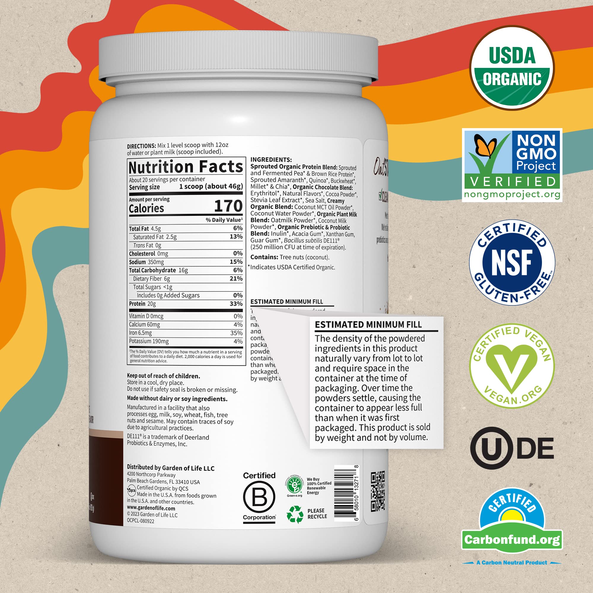 Garden of Life Creamy Organic Vegan Protein Powder + OatMilk, 20g Complete Plant Garden of Life buy supplements canada
