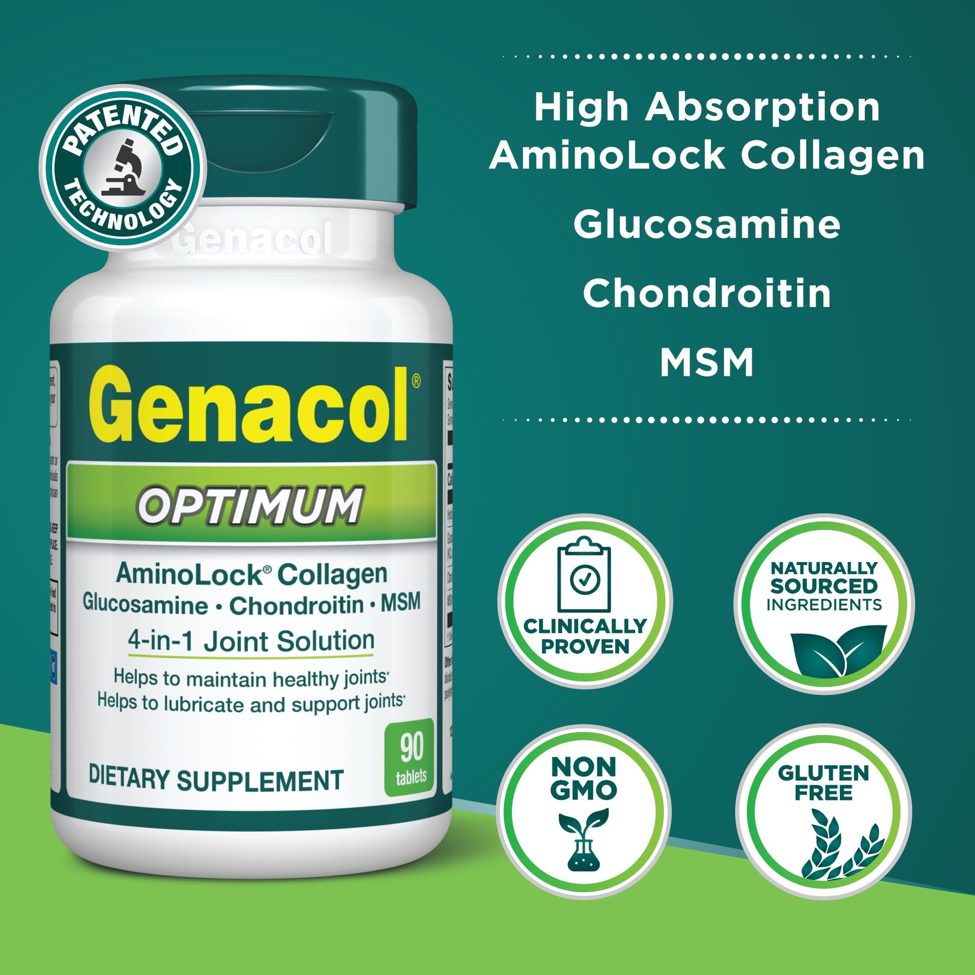 Genacol Optimum – Glucosamine, Chondroitin, MSM and Ultra-Hydrolyzed Collagen Tablets, Maintains Healthy Joints, Protects & Lubricate Cartilage, 90 Tablets (30-Day Supply) Genacol buy supplements canada