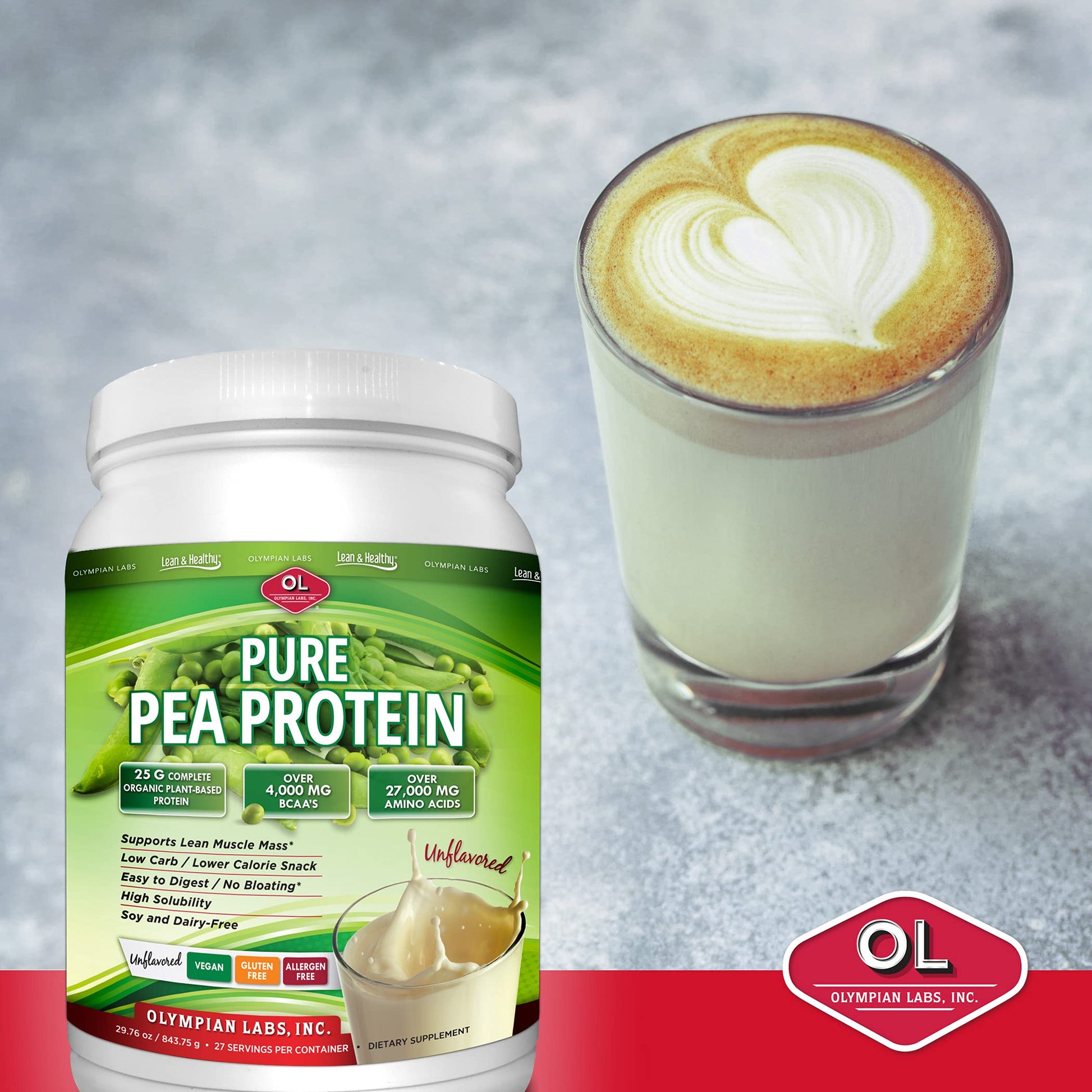 Olympian Labs Plant Based Pea Protein Powder, Unflavored - 25g of Protein, Vegan, Low Net Carbs, Gluten Free, Lactose Free, No Sugar Added, Soy Free Olympian Labs buy supplements canada