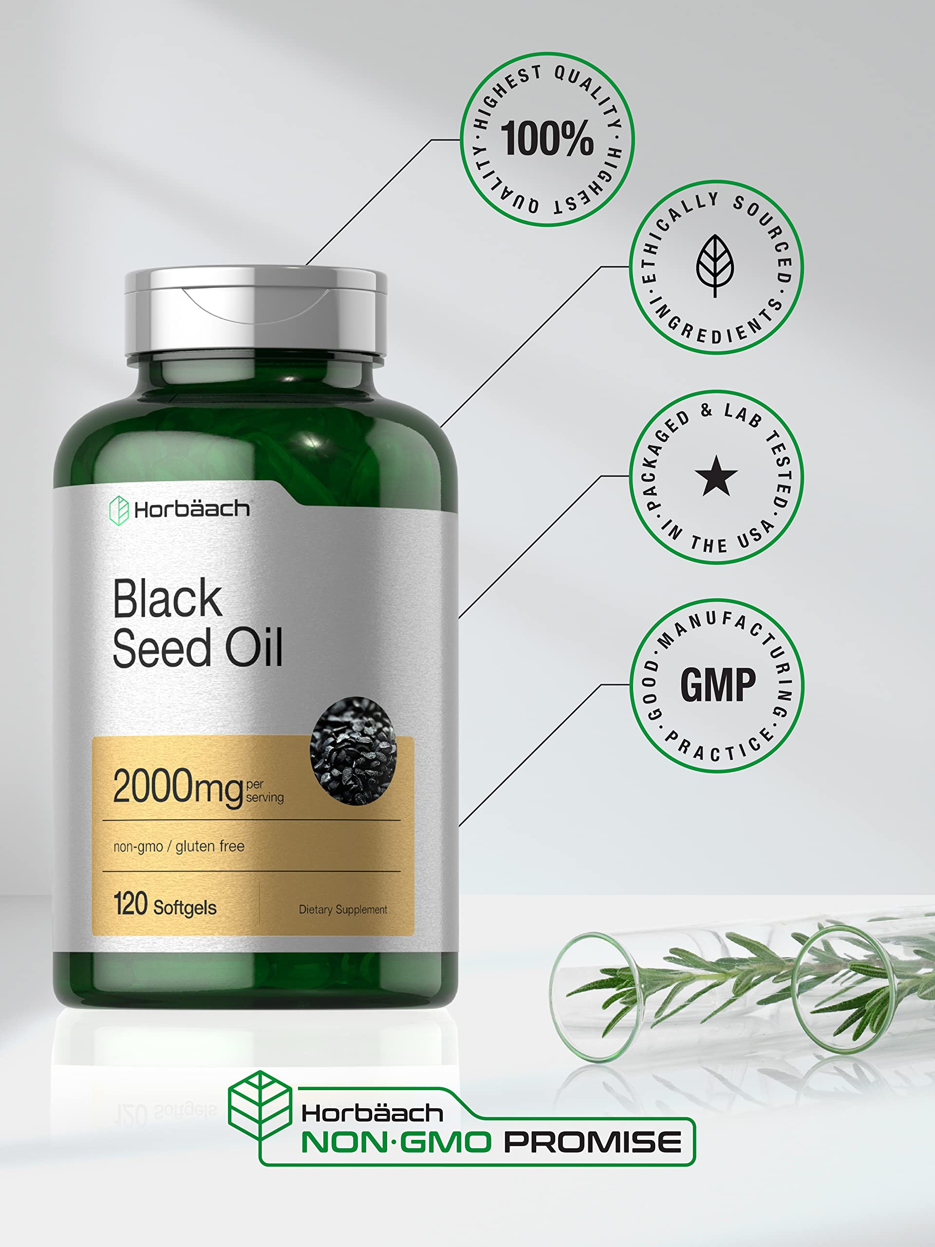 Black Seed Oil 2000mg | 120 Softgel Capsules | Cold Pressed Nigella Sativa Pills Horbäach buy supplements canada