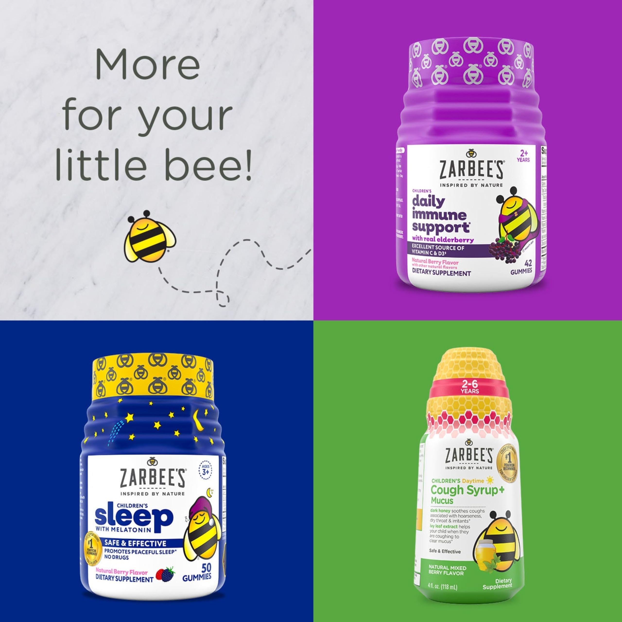 Zarbee’s Complete Kids Multivitamin Gummies + Immune Support, Berry Flavor, Honey-Sweetened, Gluten-Free & Gelatin-Free, Vitamins A, C, D3, E, B6, B12, Zarbee's buy supplements canada