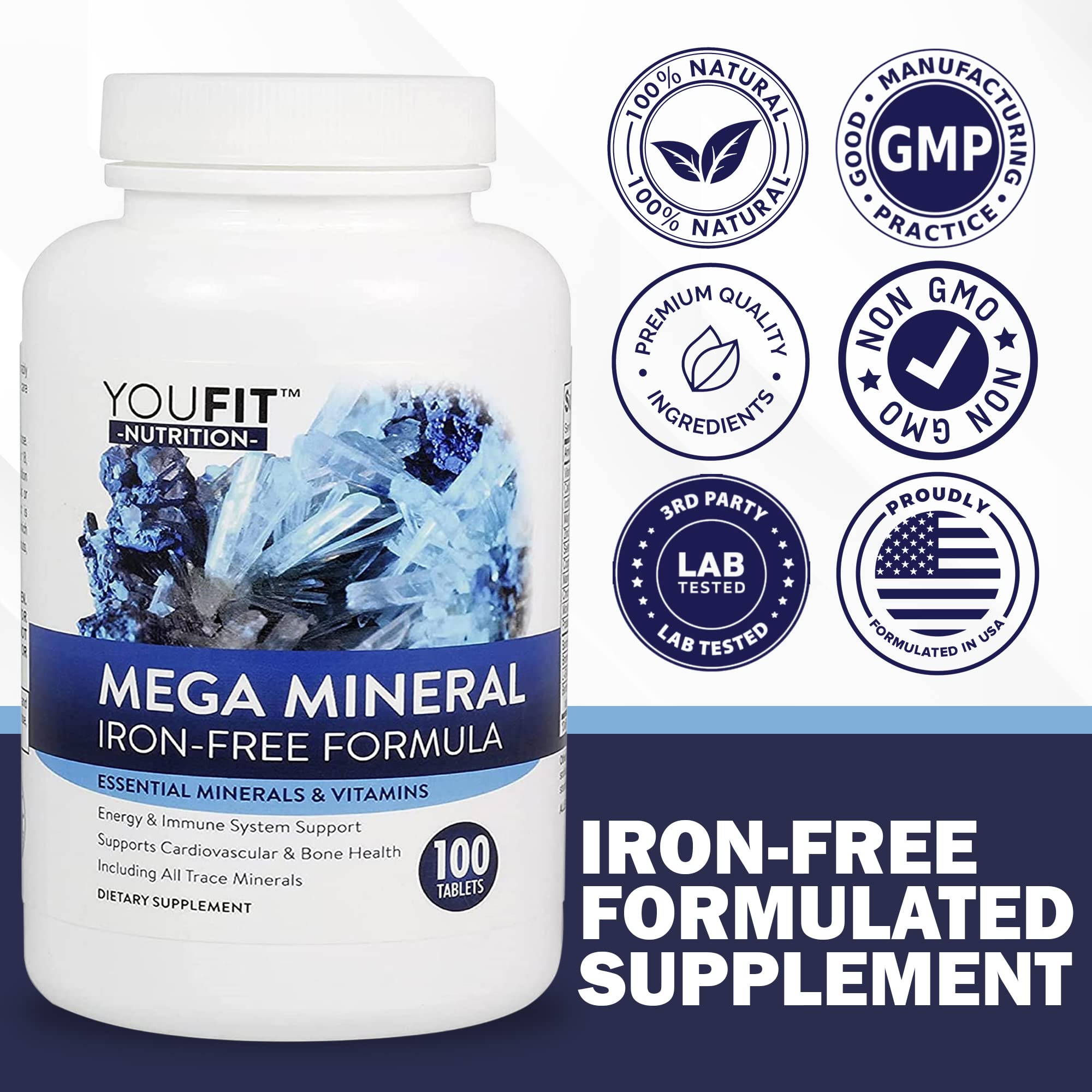 Mega Minerals Supplement by Youfit Nutrition | Trace Minerals | Premium Formula with Source of Minerals and Immune Health Support | Iron Free | All in One YouFit Nutrition buy supplements canada