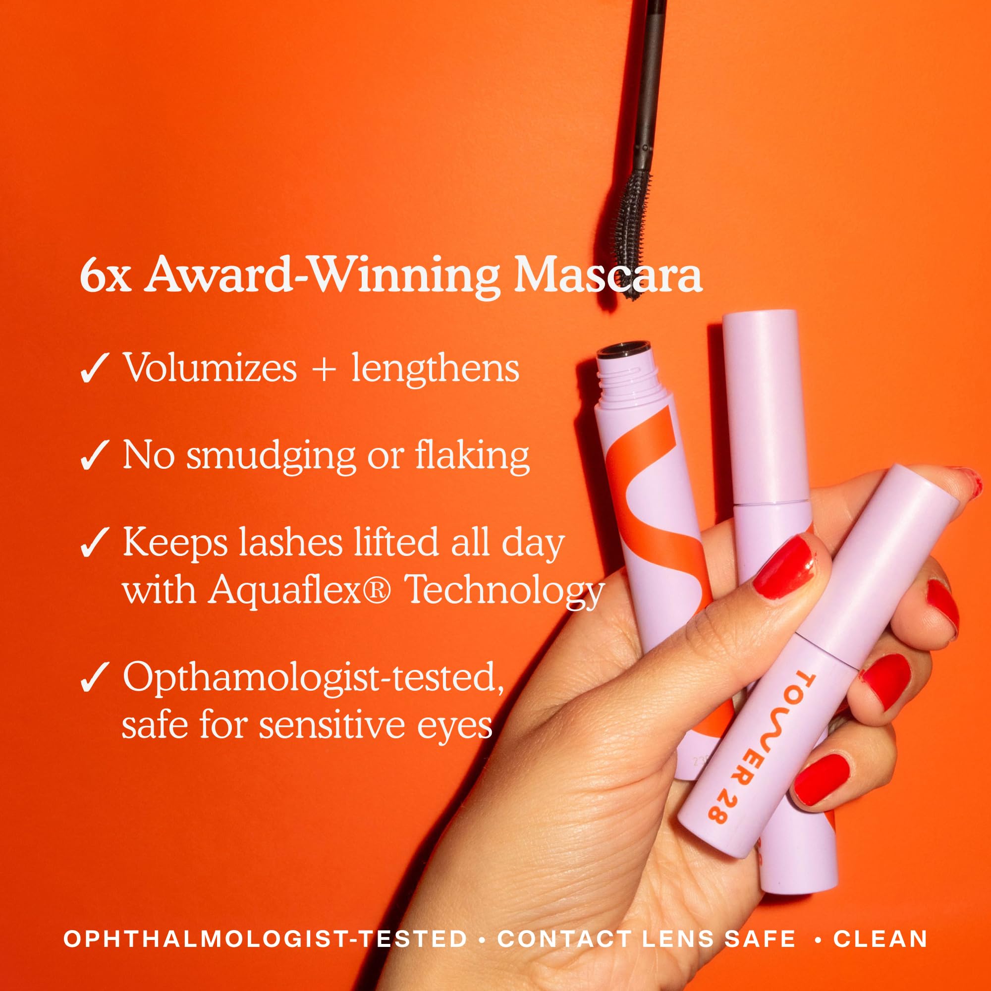 Tower 28 MakeWaves Vegan Black Mascara - Volumizing & Lengthening Mascara for Sensitive Eyes - With Aquaflex Technology for Humidity-Proof Lift - Hypoallergenic Eye Makeup - Jet (0.29 oz) Tower 28 buy supplements canada