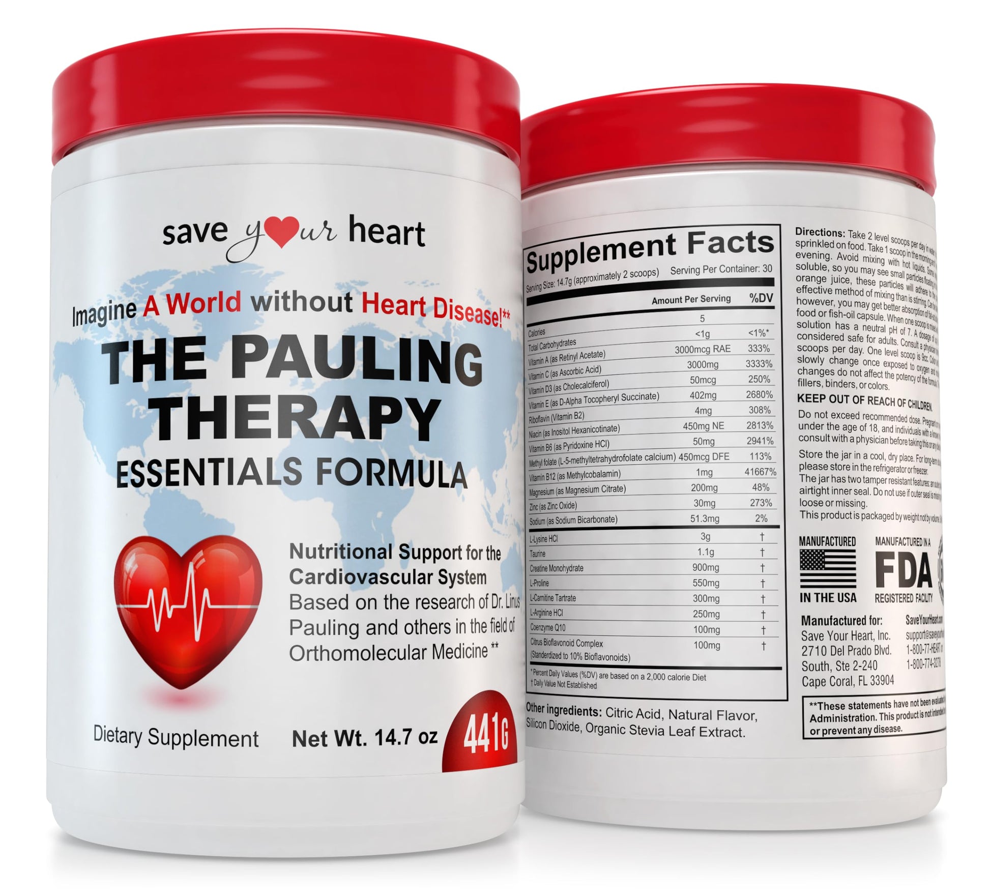 SAVE YOUR HEART Cardio Heart Health Powder Supplement - The Pauling Therapy Essentials Formula (PTEF) Healthy Vitamin C, B-12, L-Lysine, L-Arginine, Magnesium, Zinc + Vitamins, Minerals & Antioxidants SAVE YOUR HEART buy supplements canada