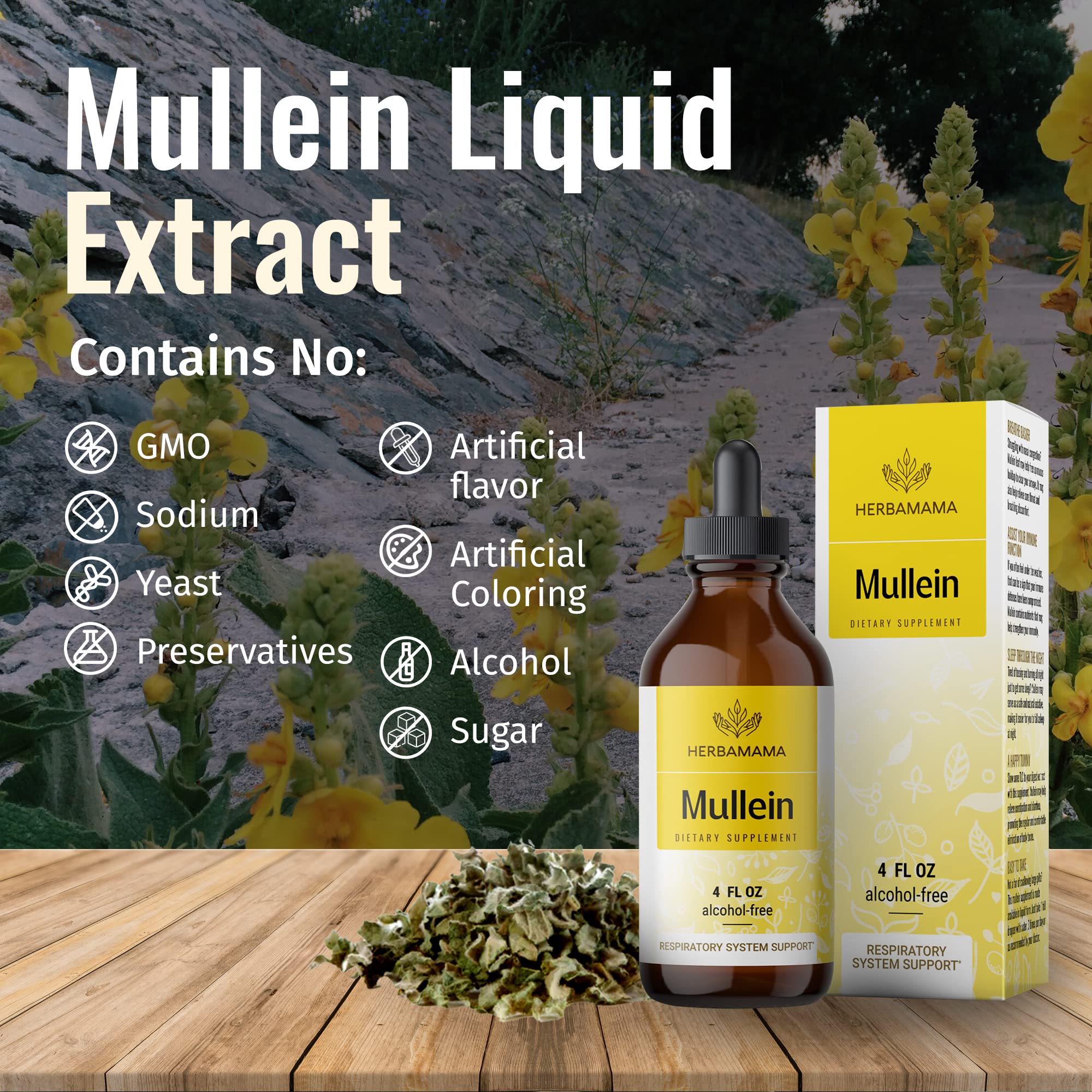 Mullein Leaf Tincture - Lung Cleanse - Vegan Mullein Drops - Lung Detox HERBAMAMA buy supplements canada