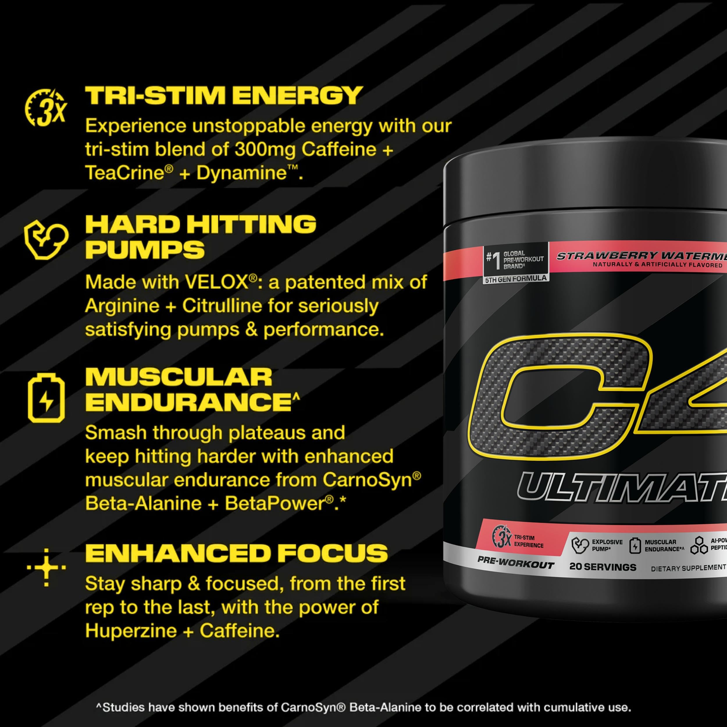 C4 Ultimate Pre Workout Powder Watermelon - Sugar Free Preworkout Energy Supplement for Men & Women - 300mg Caffeine + 3.2g Beta Alanine C4 buy supplements canada