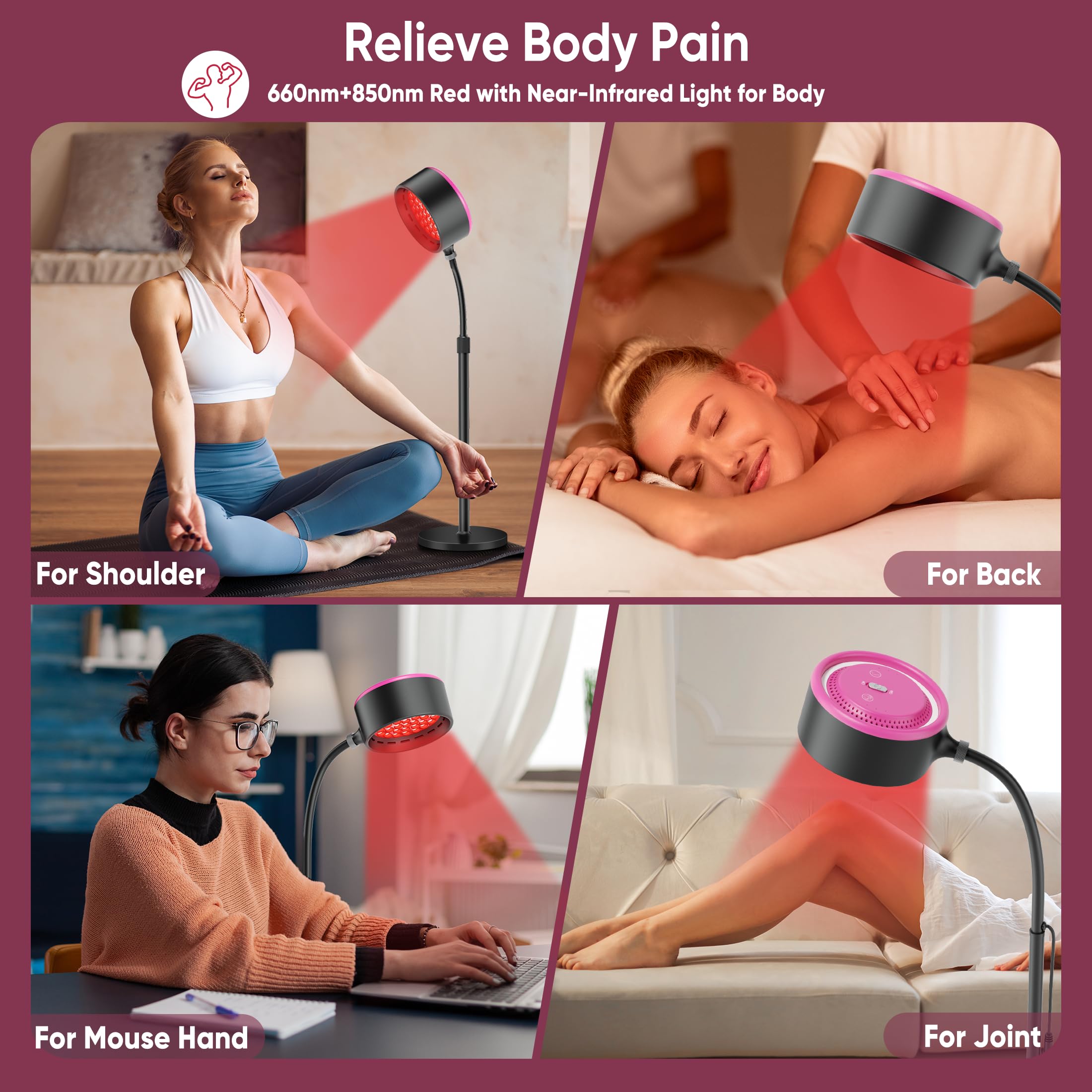 Caromolly Red Light Device Lamp, 660nm Red Light and 850nm Near-Infrared Light Combo Caromolly buy supplements canada