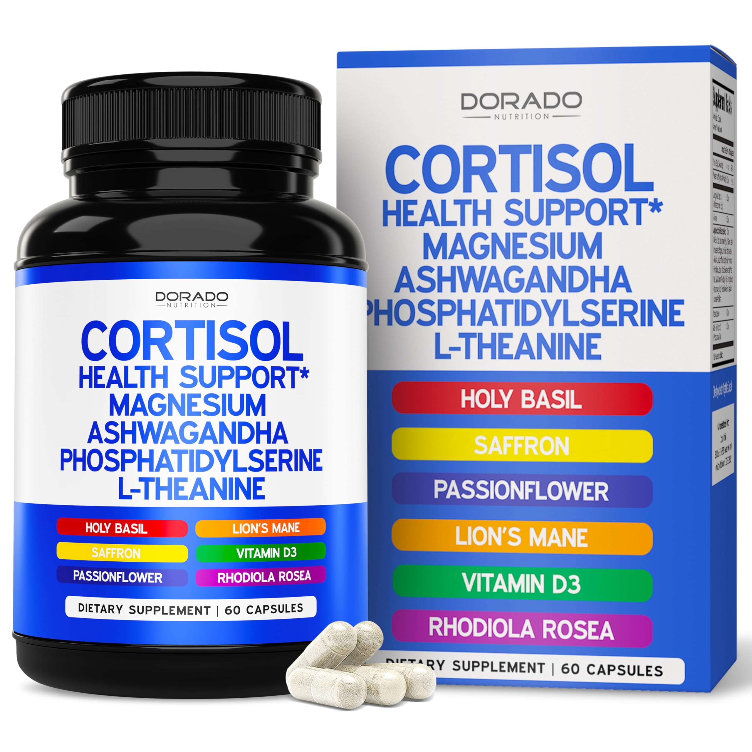 Cortisol Supplements for Women & Men with 14 in1 Blend (Magnesium, Ashwagandha, L Theanine & More) Healthy Cortisol Balance & Calm Mood Support - Third Party Tested, Non GMO, USA Made - 60 Count DORADO NUTRITION buy supplements canada